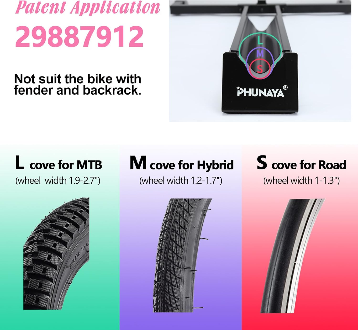 PHUNAYA Bike Stand,Vertical Bike Rack for Indoor Bike Storage,Upright Bicycle Stand Floor.Heavy Duty Bike Holder with PVC Coating.Suit 24"-29" Mtb,Hybrid and Road Bike,Patent Application. image number 3