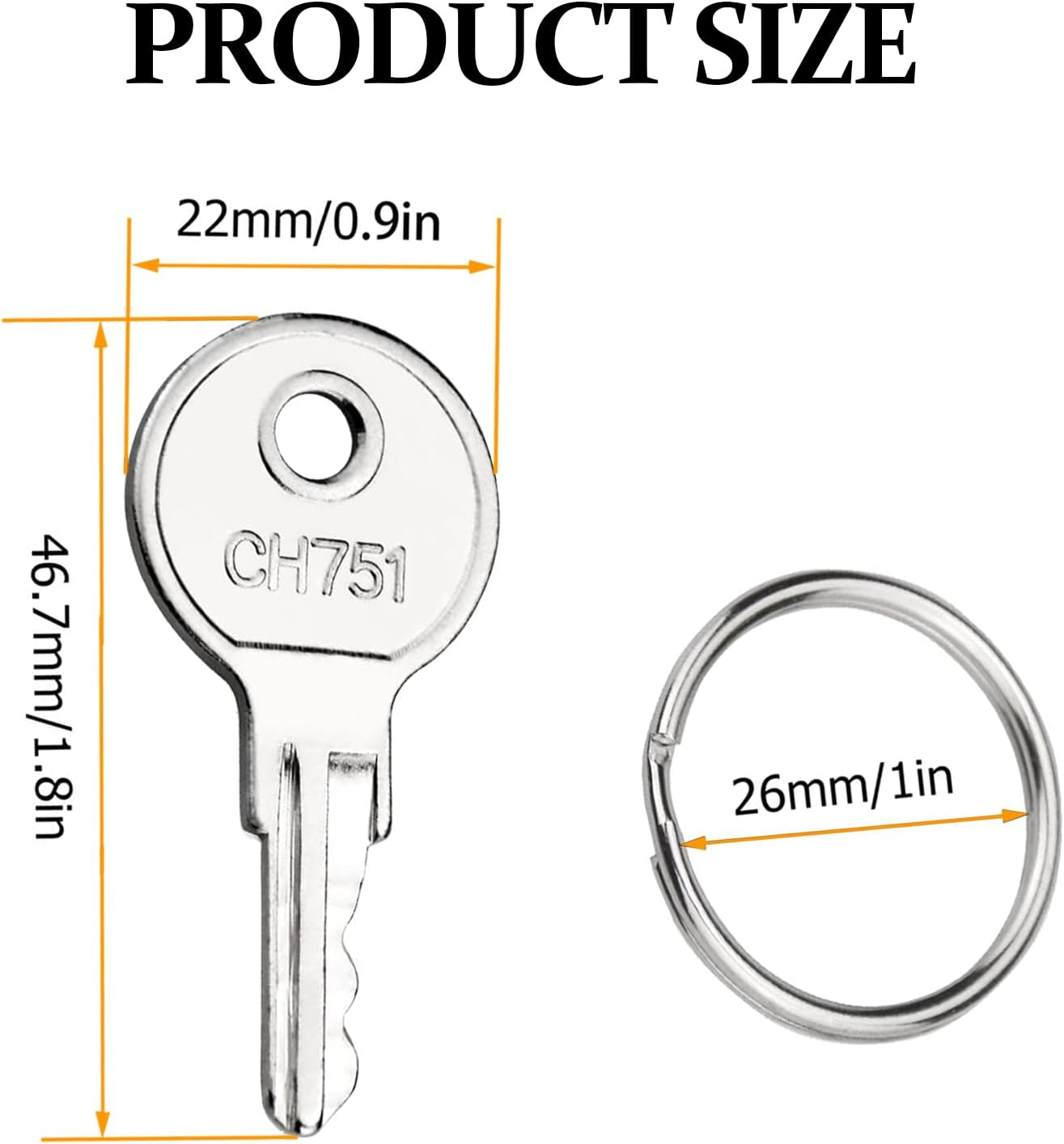 CH751 RV Keys for RV Campers Cabinets Push Locks, Spare Keys Suitable for Camper Door Lock T-Handles Shells Tool Boxes (5 Pack) image number 5