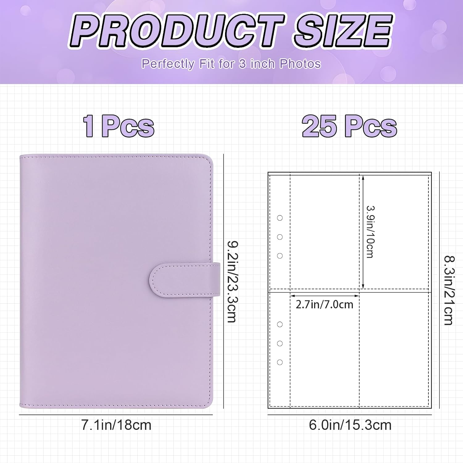 A5 Kpop Photocard Binder Album with 200 Card Slots, PU Leather Cover with Magnetic Buckle Closure for Organizing Trading Cards (Purple)