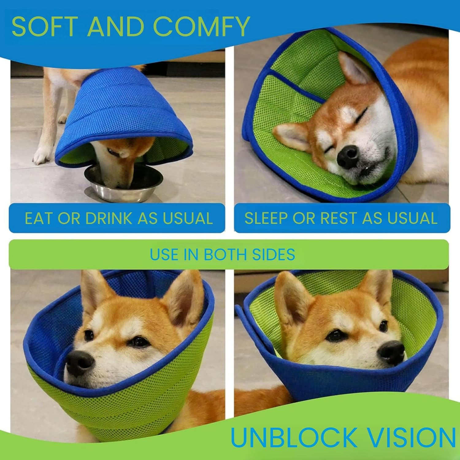 Dog Cone,Agemin Recovery Collar Cone Is Adjustable,Multiple Sizes Suitable for Dog Wound Care,Postoperative Use,Soft and Comfortable Fabric Anti-Licking(L(Neck:15-17.3In)) image number 2