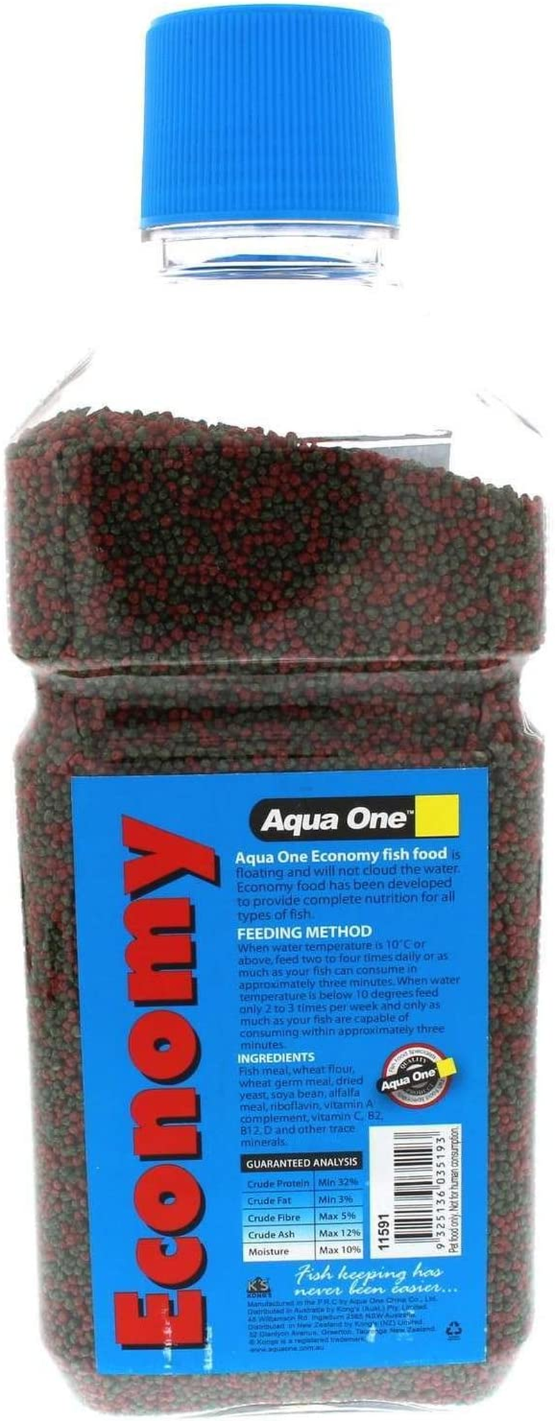 Economy Pellet 1Mm Fish Food 630G Bottle 11591 Fish Tank Aquarium Aqua One