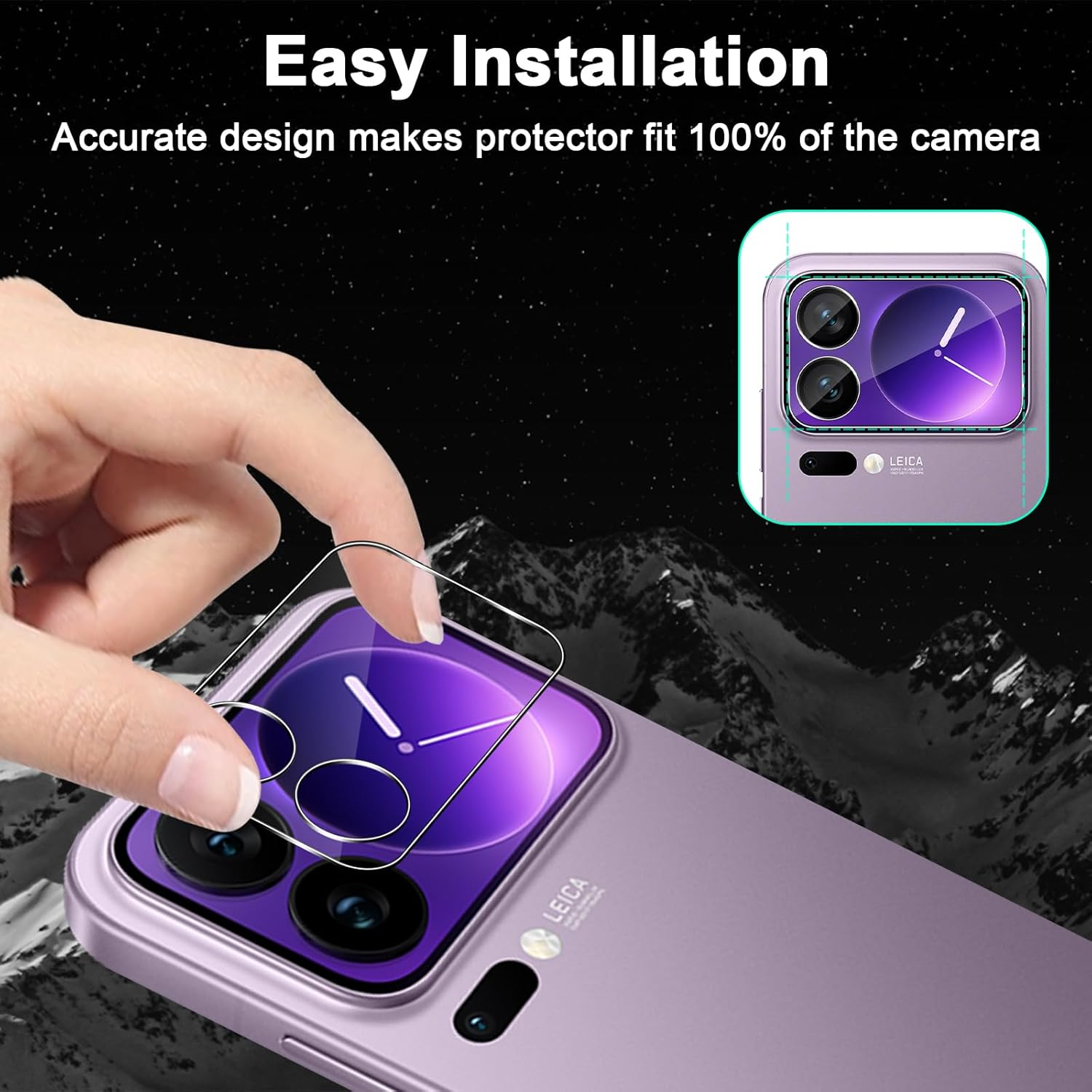 Xunzii Pack of 2 Camera Protection for Xiaomi Mi 17 Pro Max for Tempered Glass, 9H Hardness Anti-Scratch Lens Protective Film, HD Clear Lens Glass Film, Anti-Scratch Rear Camera Protection image number 6