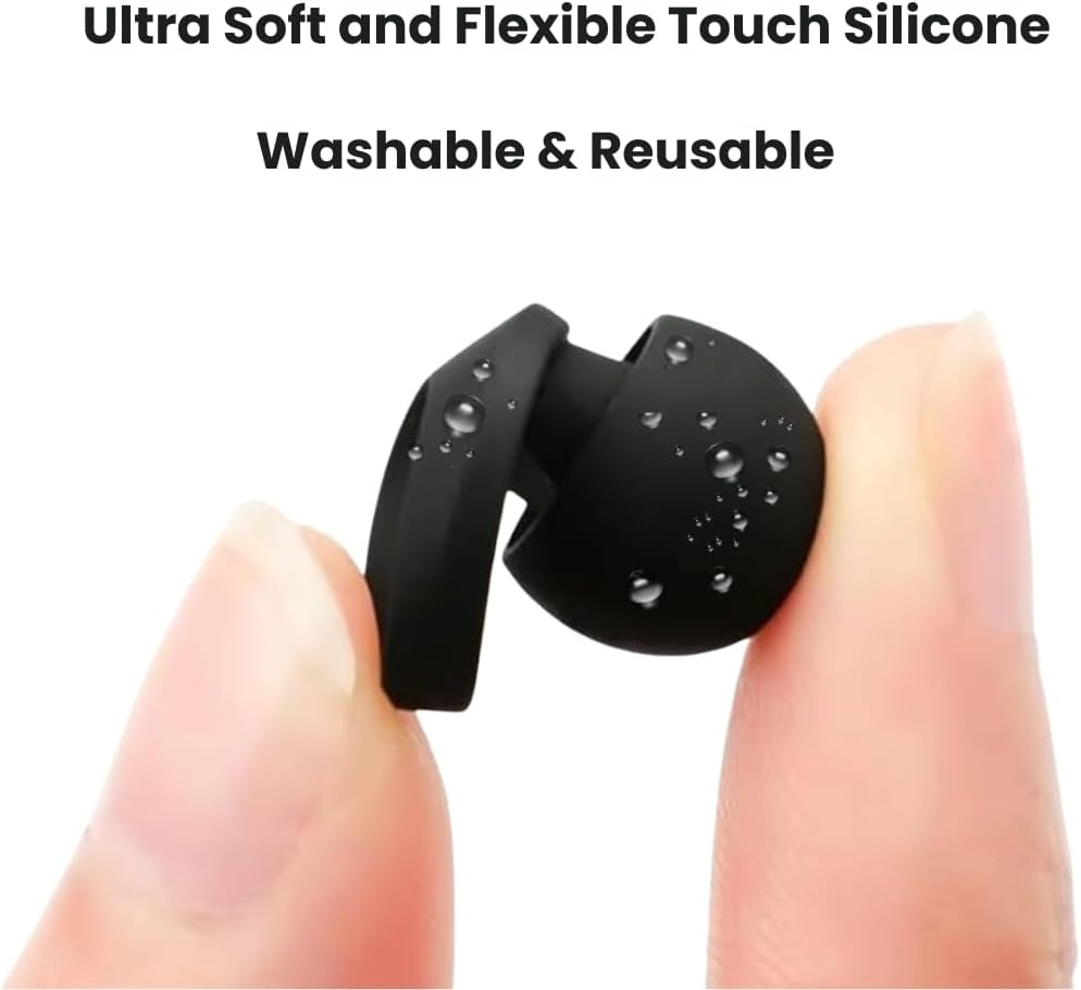 Ear Plugs - Flexible Silicone for Superior Hearing Protection, Ultra-Soft Reusable Noise-Reducing Earplugs for Sleep, Focus, Travel | Custom Fit with 8 Tips in XS/S/M/L | SNR 21Db