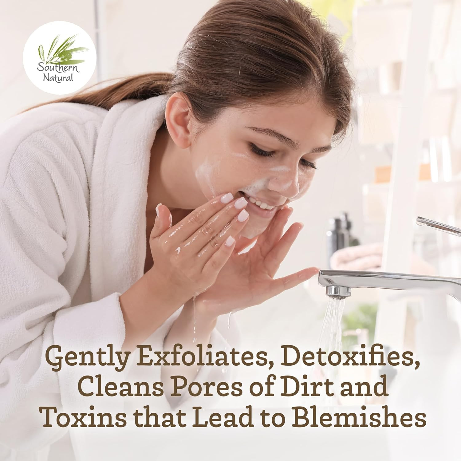 Southern Natural Activated Charcoal Soap Bar (3 Pack) Face and Body Soap for Sensitive Skin with Dead Sea Mud, Goat Milk & Peppermint Essential Oil image number 2