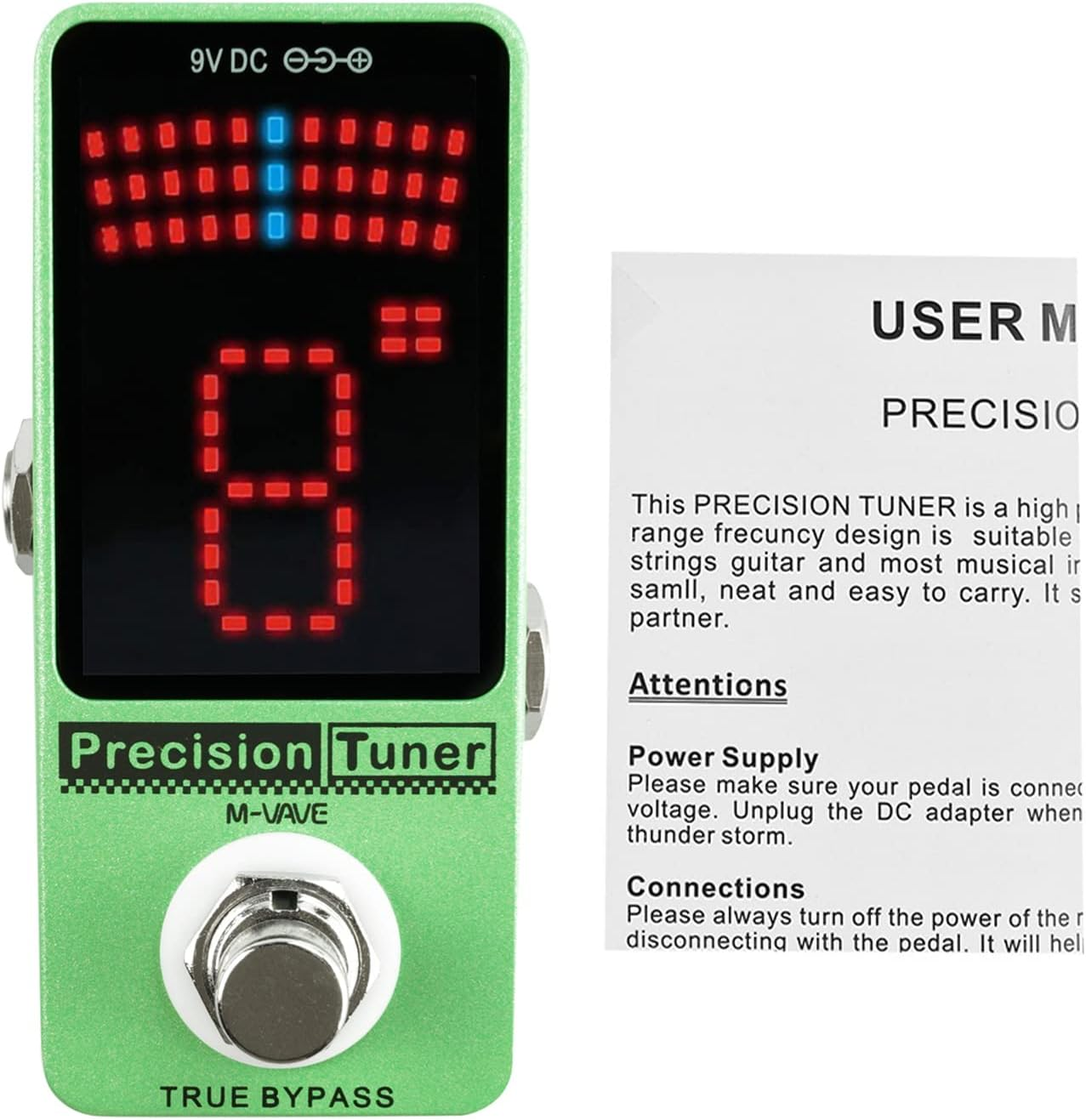 Tuner, Precision Tuner Pedal LED Display with True Bypass for Chromatic Guitar Bass image number 1