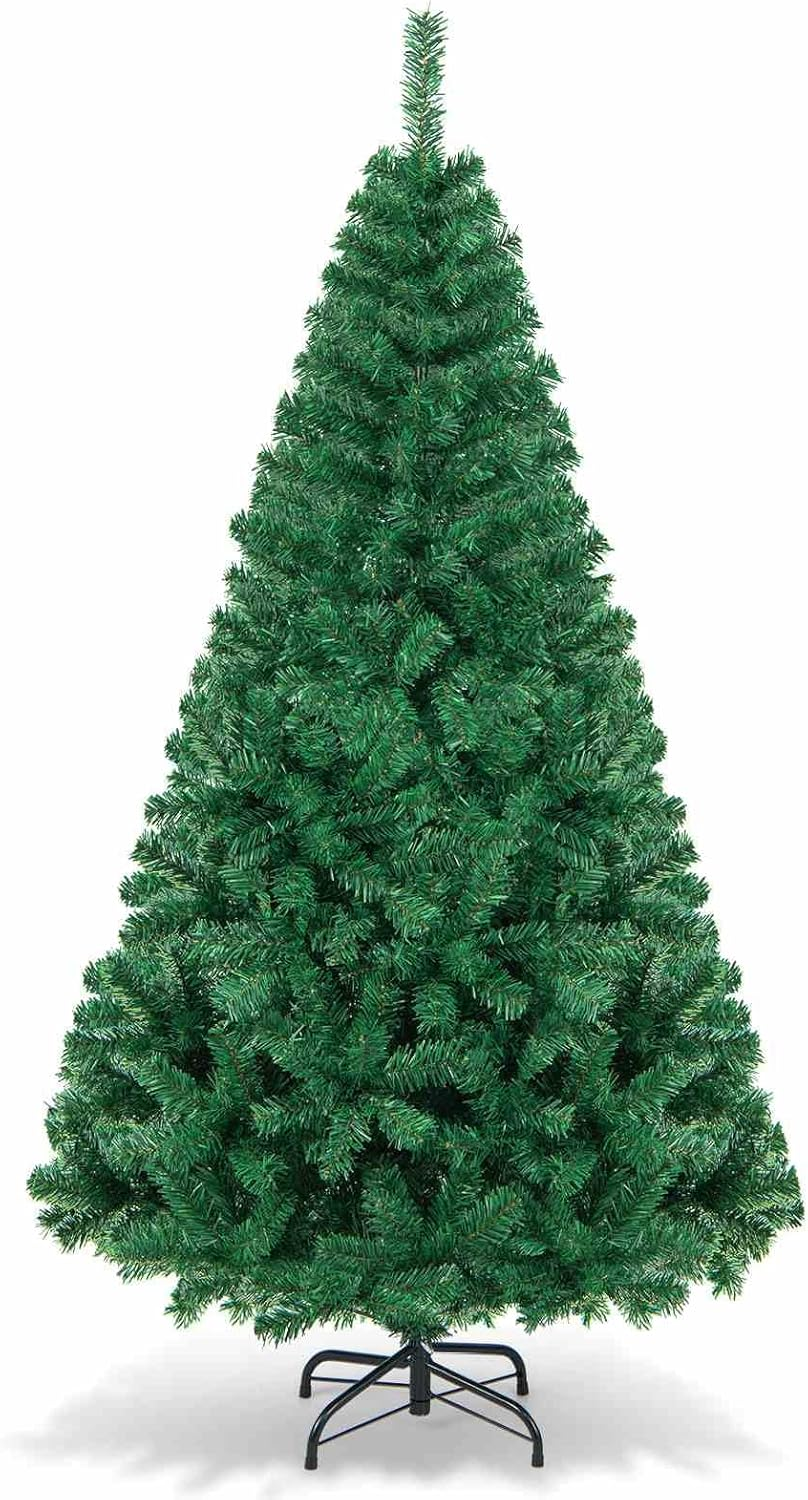 Costway 1.8M Artificial Christmas Tree Xmas Pine Tree with Solid Metal Legs Perfect for Indoor and Outdoor Holiday Decoration image number 1