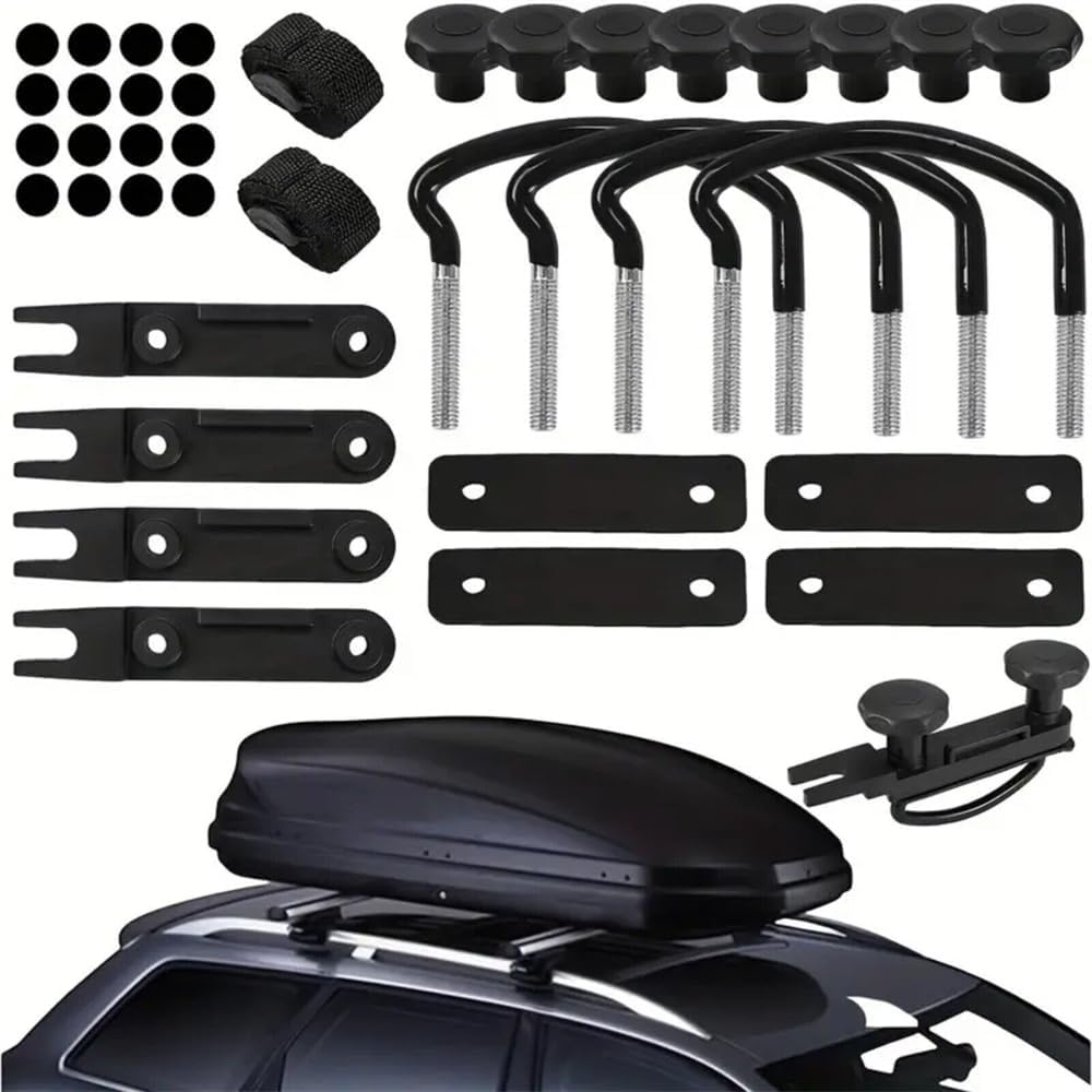 4PCS Universal Roof Box U-Bolt Clamps Cargo Carrier Roof Rack Bracket Van Mounting