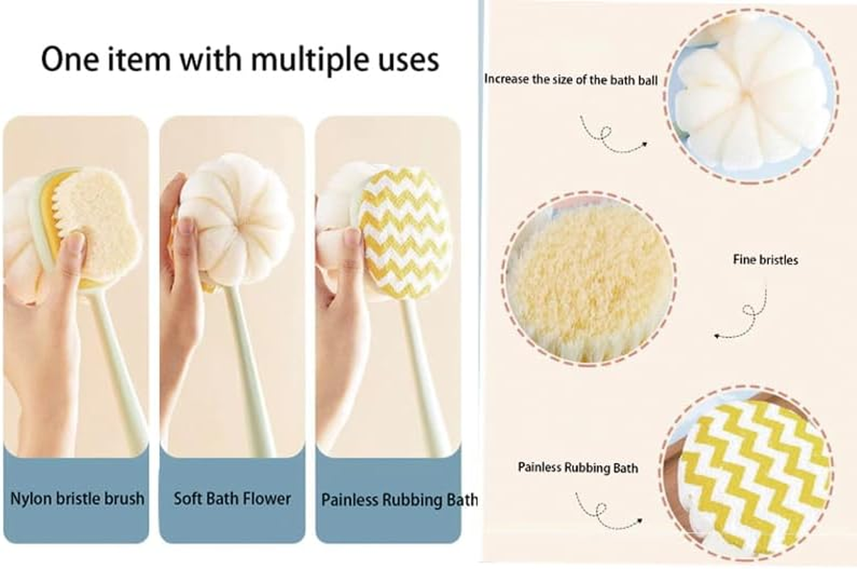 Long Handle Back Scrub Shower Net Sponge Double-Sided Shower Brush for Back Scrubbing, Soft Hair Long Handle Shower Brush for Skin Exfoliation Bath, Suitable for Wet or Dry Massage of Mane, Men and Women (Bathrobe Style Green) image number 5