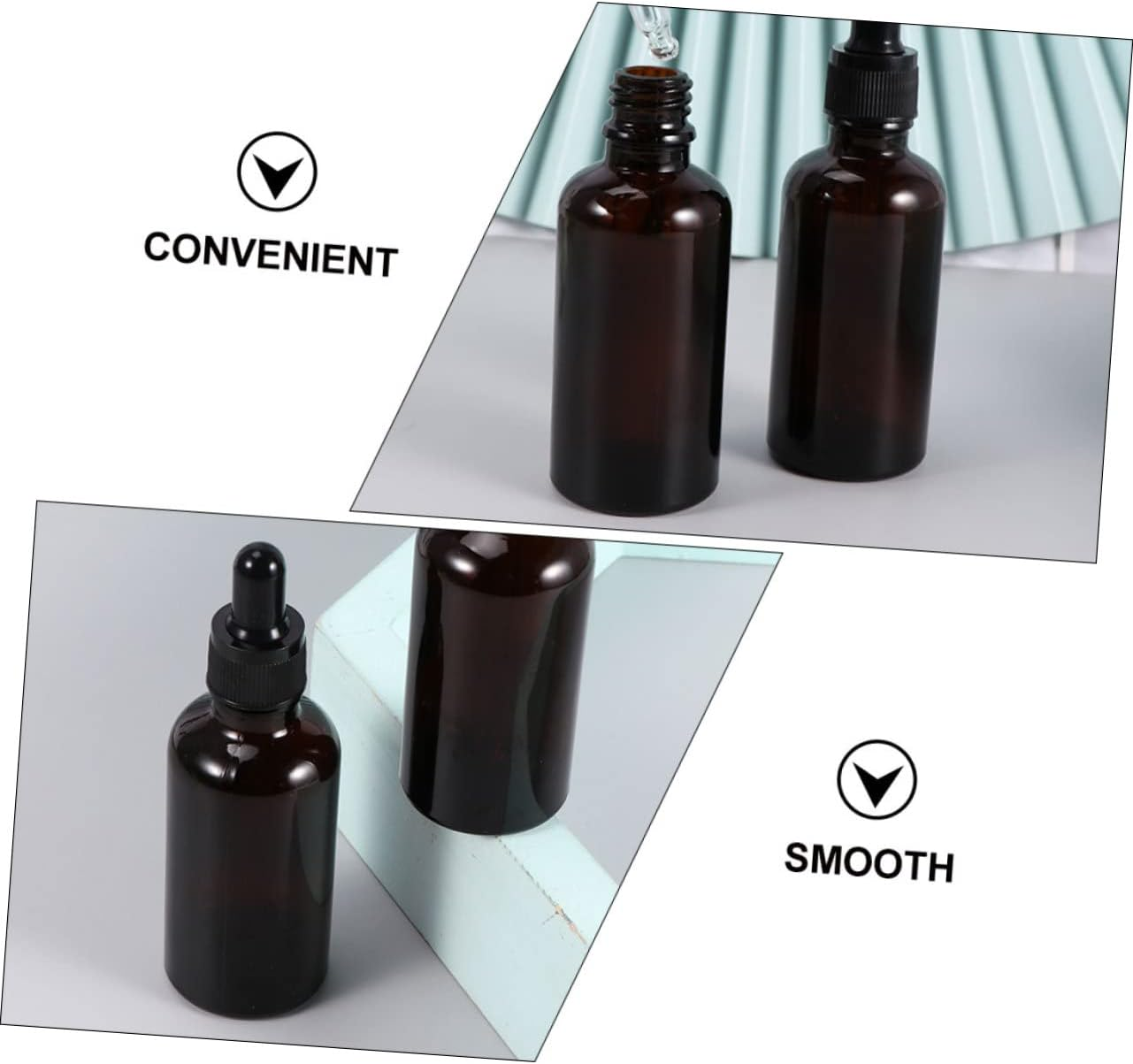 FOMIYES 50Ml Amber Glass Essential Oil Bottles 10Pcs Refillable Dropper Dispenser Bottles Portable for Travel and Storage image number 7