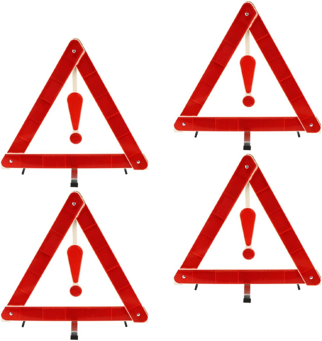 4Pcs Auto Warning Triangles 39X39Cm Reflective Car Safety Kit Multipurpose Roadside Emergency Signs for Vehicle Breakdown