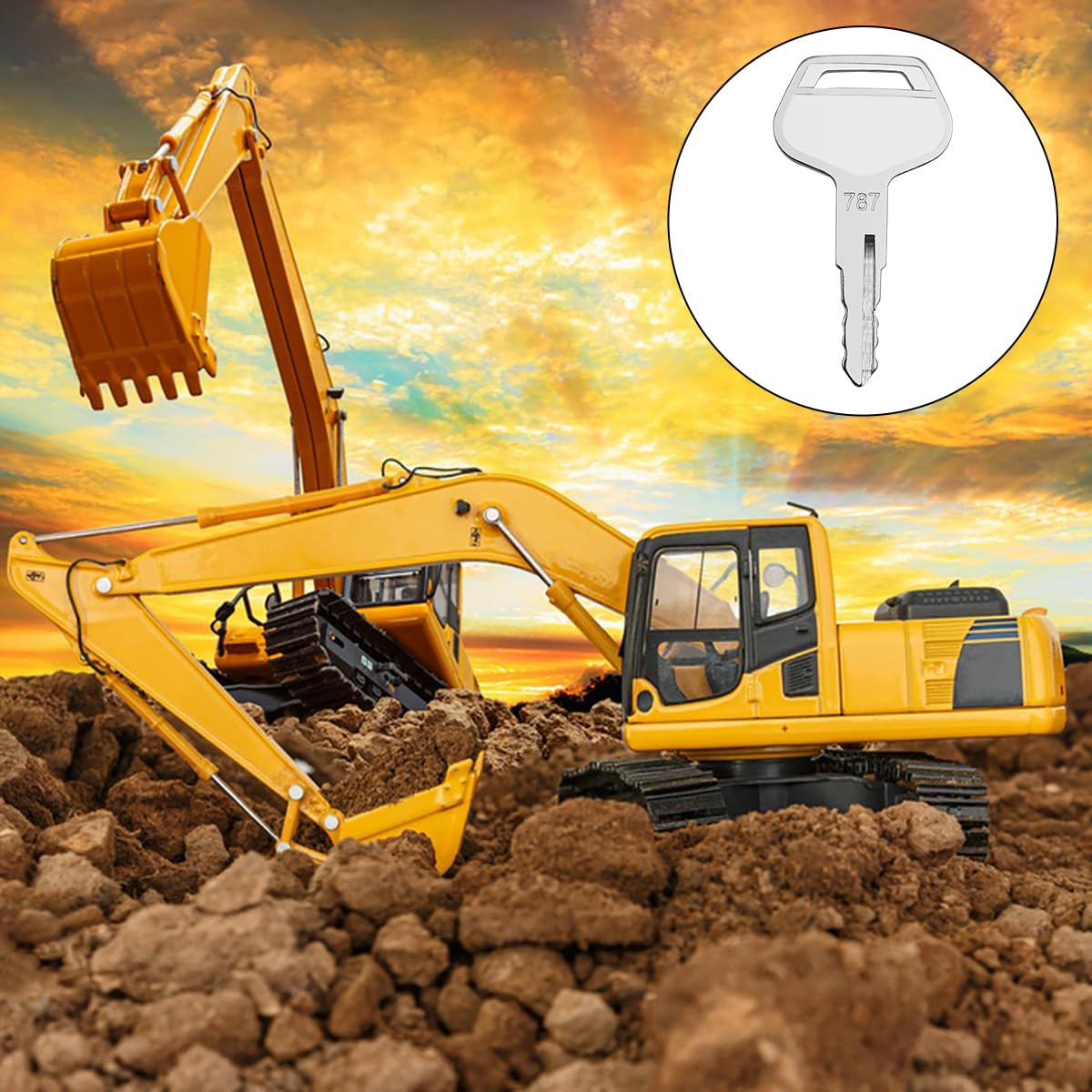 Heavy Equipment Ignition Key, 10 Pack 787 Ignition Keys Compatible with Komatsu, Replacement of OEM Part TR261434 Suitable for Excavators, Loaders, Dozers and Backhoes image number 3