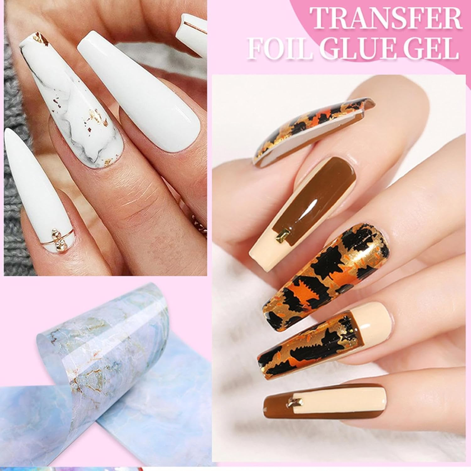 Nail Foil Transfer Glue, 10Ml Strong Manicure Adhesive, Nail Glue Transfer, for Women Beginners Professionals Home Salon Wedding Party image number 1