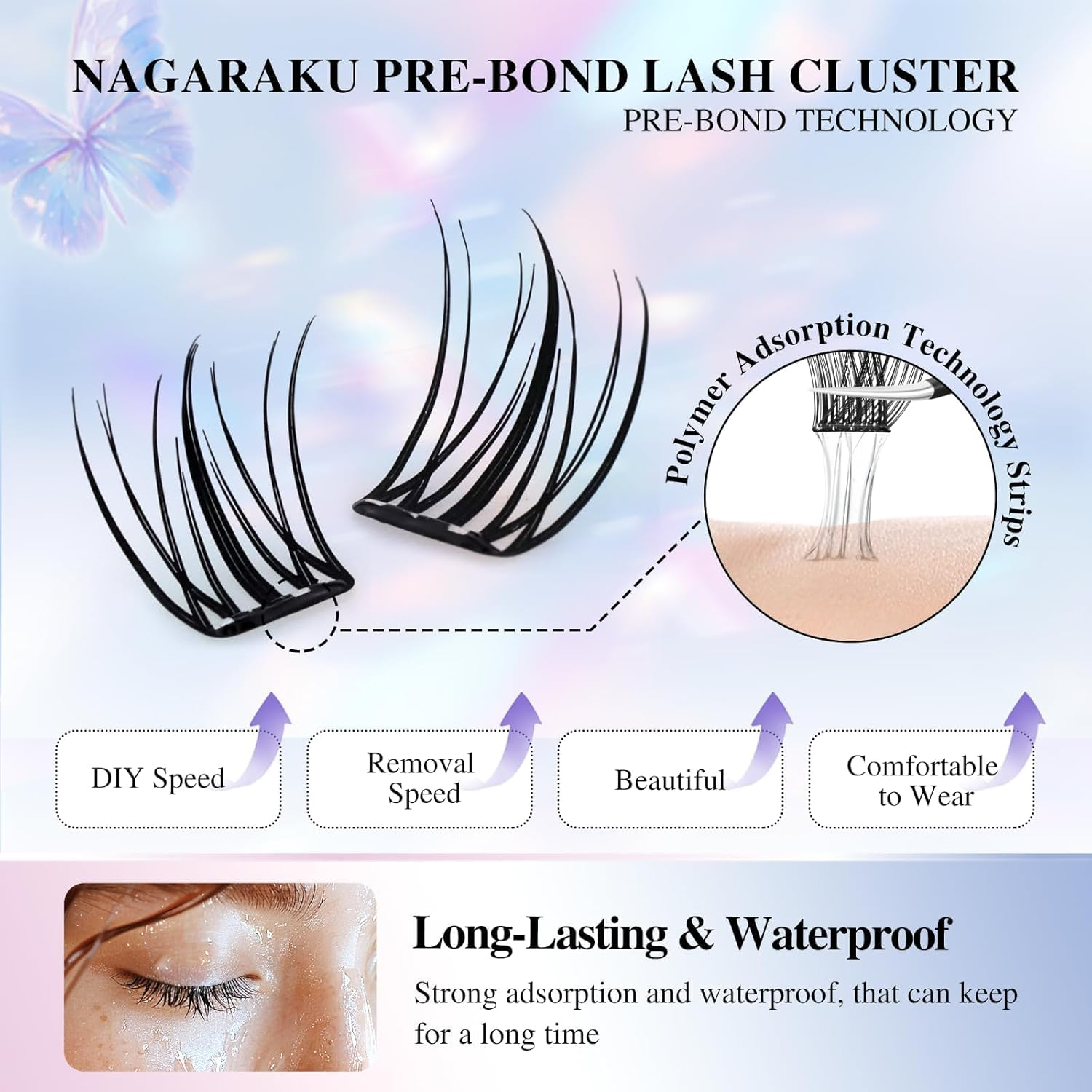 NAGARAKU Pre Glued Cluster Lashes Air Series Eyelashes Sunflower Style 72 Pcs No Glue Needed Pre-Bond Eyelashes Self Adhesive DIY Lashes（0.07Mm C Curl Mix Length)