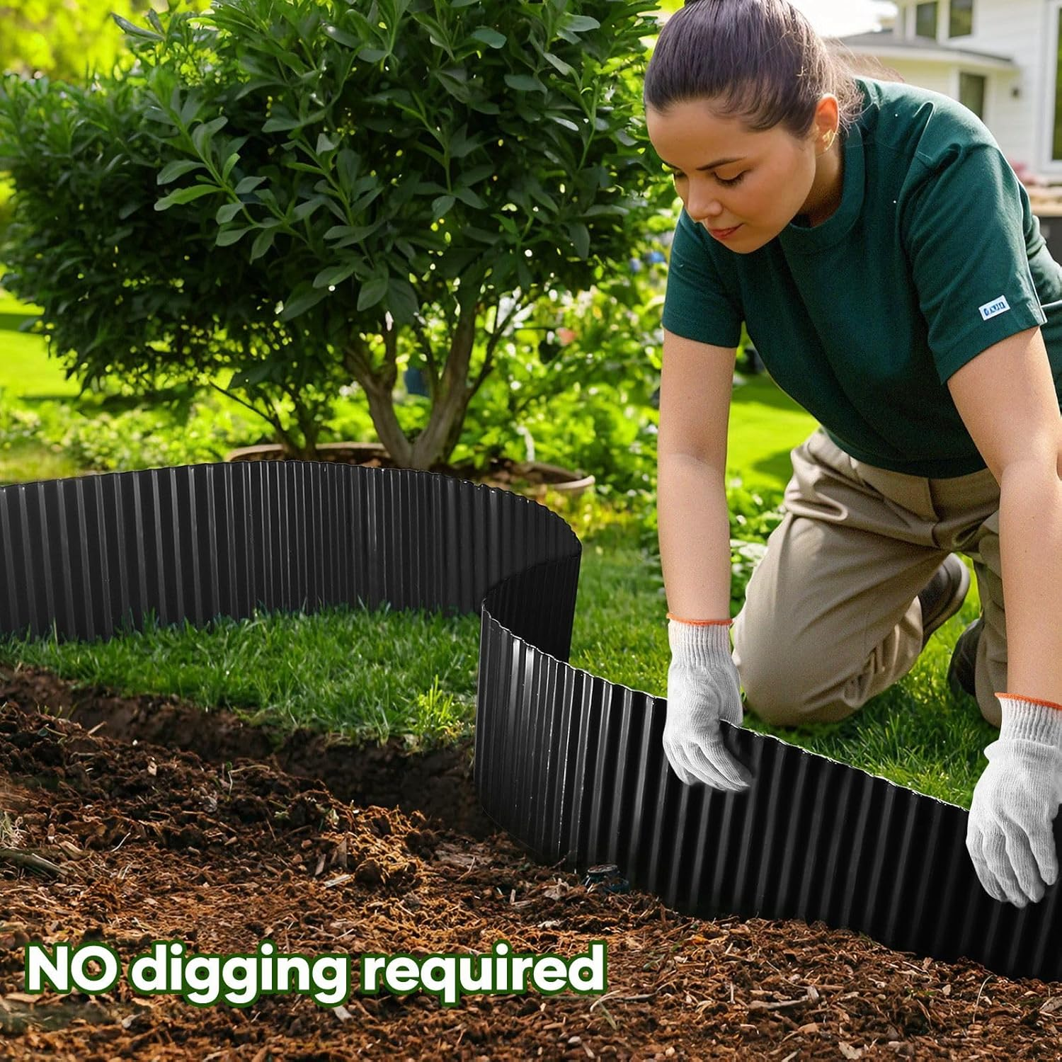 OGL Garden Edging Landscape Edge 10Mx30Cm DIY Lawn Border for Flower Plant Grass Path Fence Flexible Corrugated UV Resistant Carbon Steel Roll Kit,Black - 20Mx30Cm image number 6
