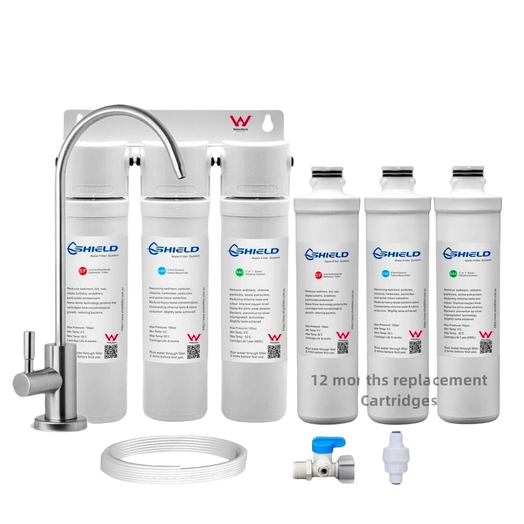 Shield Triple Undersink Alkaline Water Filter System Extra Replacement Cartridges