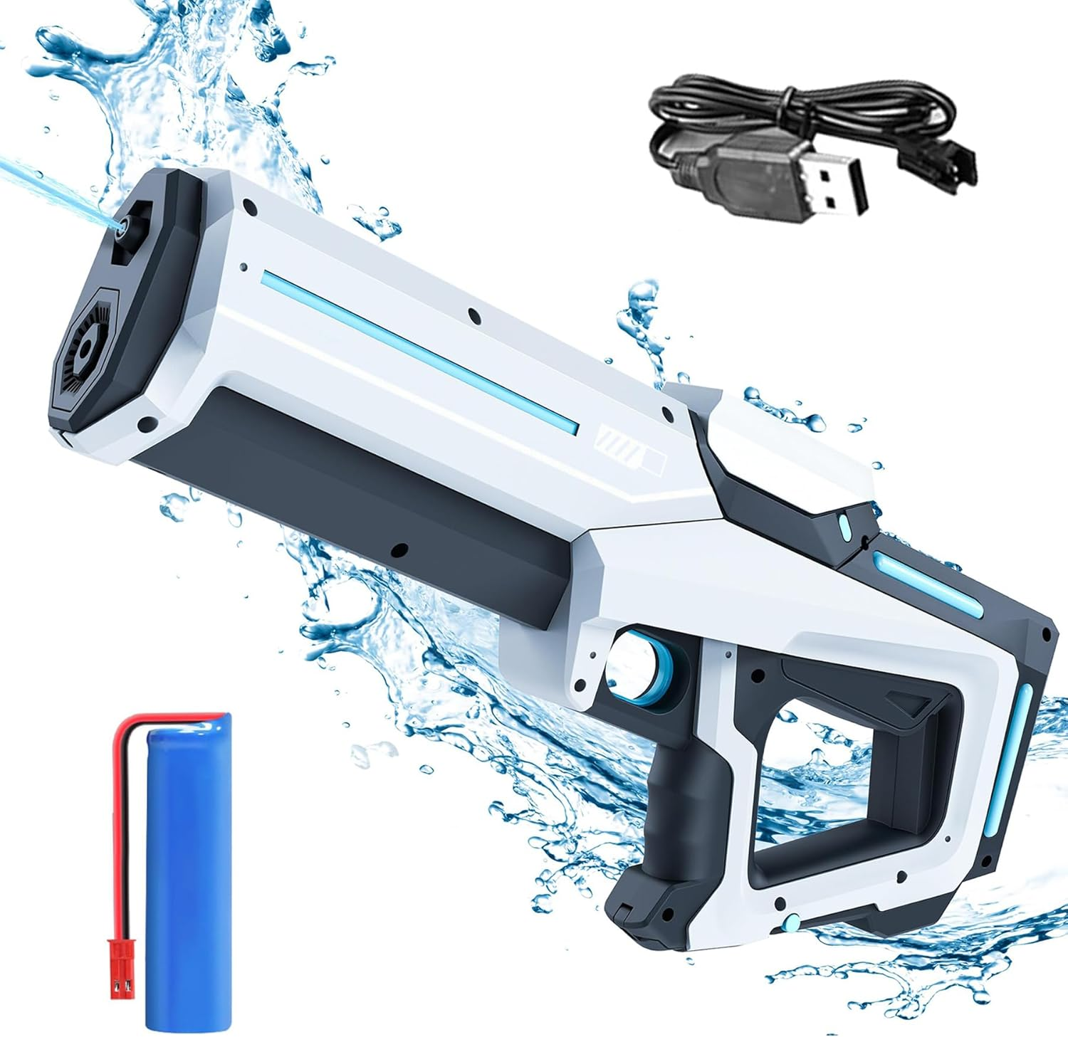 Electric Water Gun for Kids Adults, IGGDOQI Automatic Water Gun, Waterproof Design, Automatic Water Suction, Battery Powered, 8M-10M Long-Range Shooting, Summer Outdoor Party Pool Beach Toys for Kids