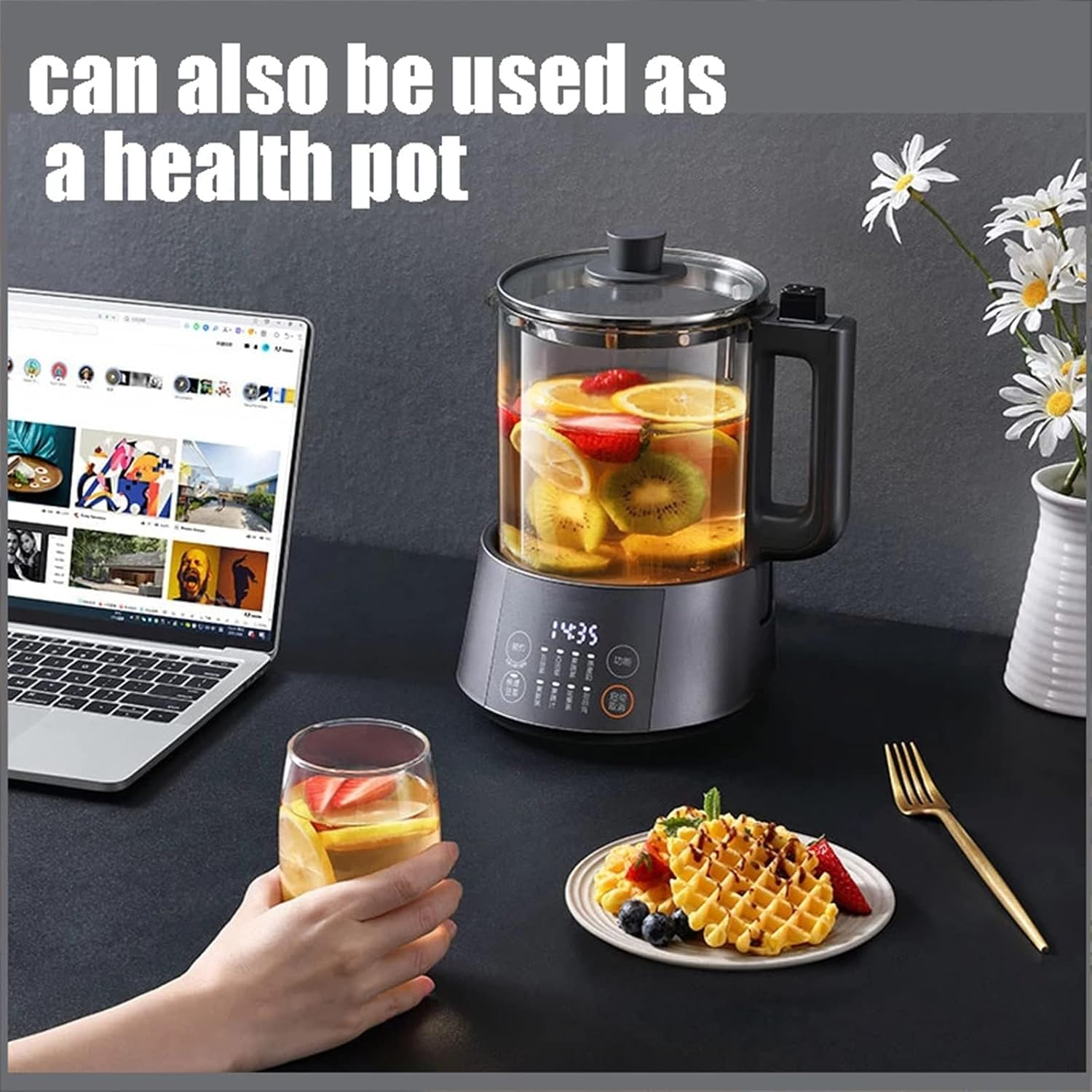 JOYOUNG Soy Milk Maker 1L, 2 in 1 Cooking Machine, Smart Glass Blender, Plant-Based Nut Drinks, Self-Cleaning and Multifunctional, 11H Appointment (Chinese Version) image number 4