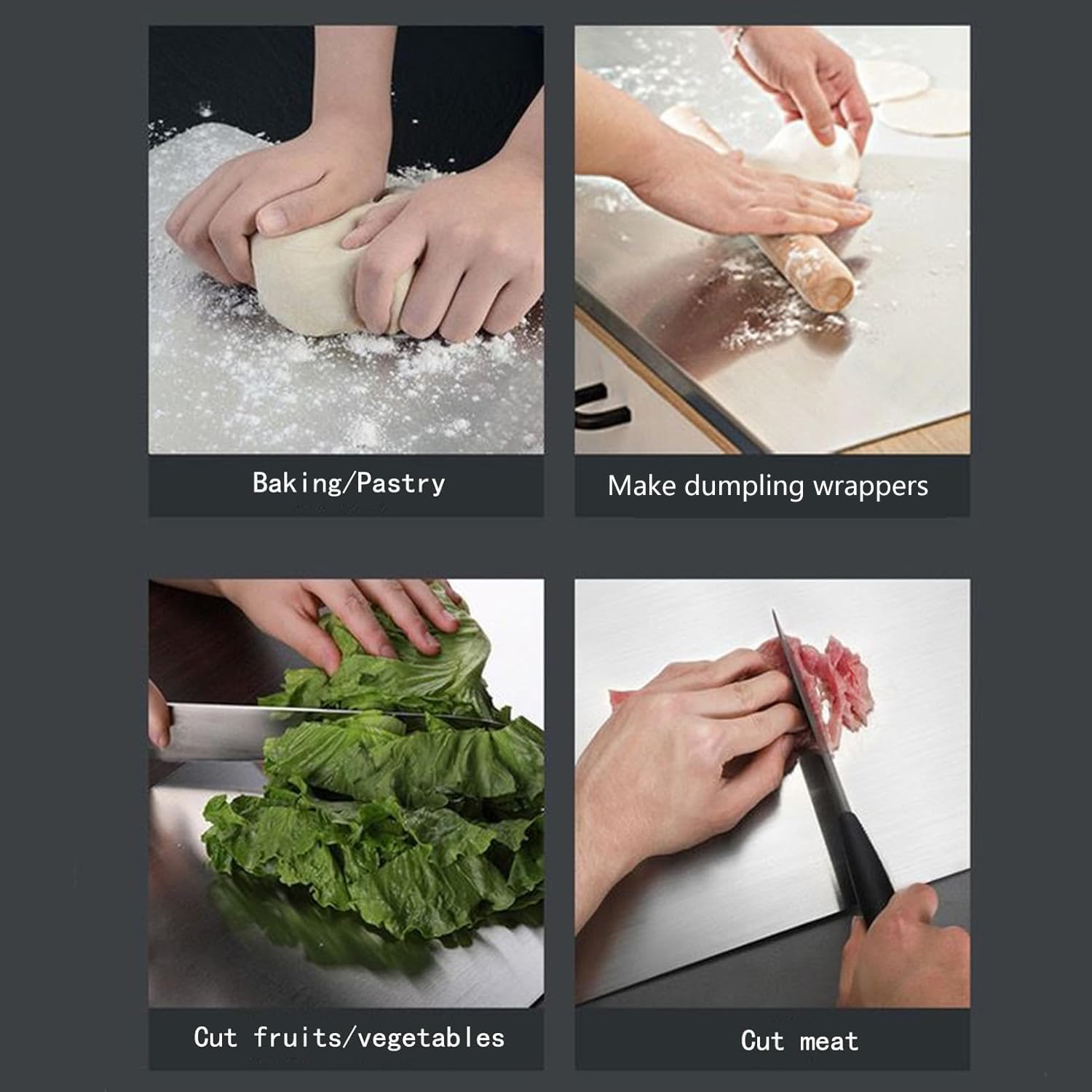 Stainless Steel Cutting Board for Kitchen Counter, Chopping Mat for Meat, Fruits, Vegetables, Bread, Baking and More, Kitchen Essential Gadgets (40X30Cm) image number 2