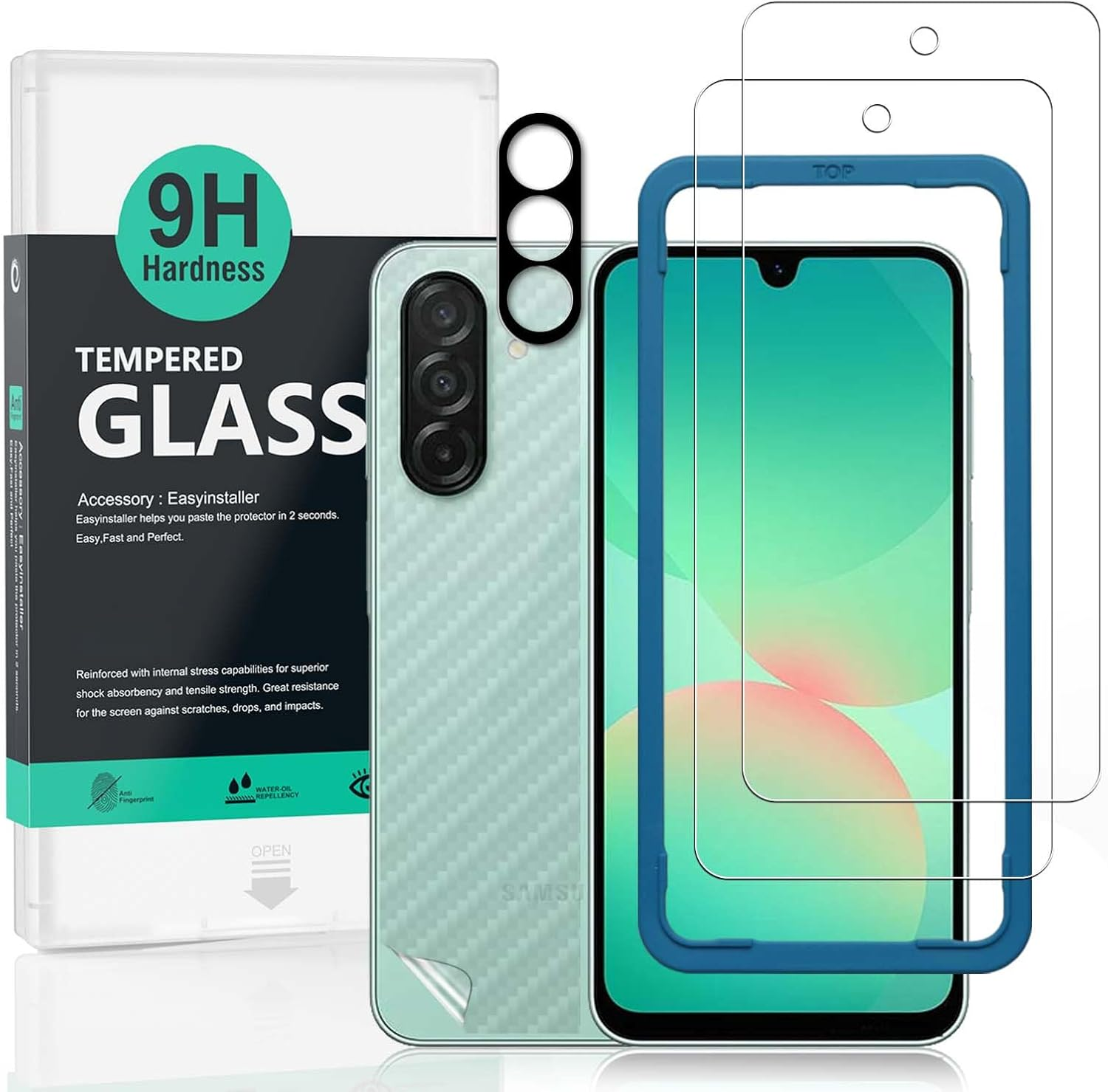 Ibywind 2 Pcs Screen Protector Compatible with Samsung Galaxy A26 5G 6.64",Tempered Glass,With 1Pc Camera Lens Protector,1Pc Back Film,Anti-Scratch,Bubble Free