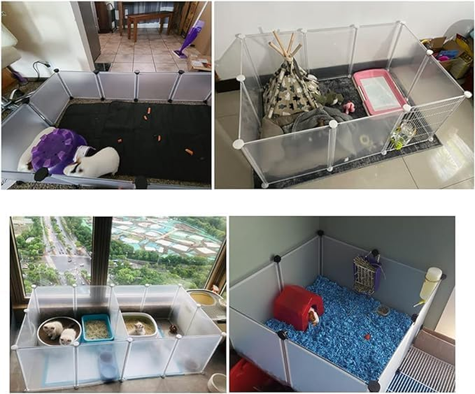 Transparent Clear Pet Dog Playpen, Guinea Pig Cages, Puppy Dog Playpen, Pet Playpen, Rabbit Bunny Indoor Fence Pen Enclosure, White Clear Plastic Playpen (Transparent -12 Panels(Contain 1 Door)) - Transparent -12 Panels(Contain 1 Door) image number 5