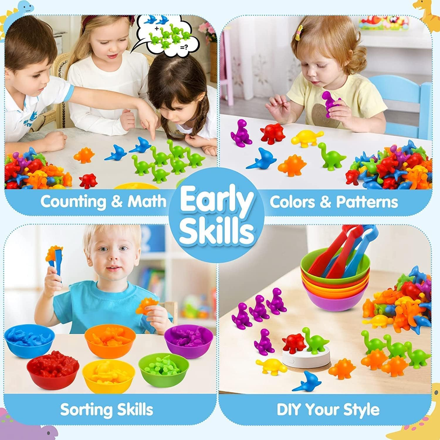 Color Sorting and Counting Dinosaurs Toys for Toddlers 3 5 4 Years Old Preschool Matching Learning Educational Game Montessori Sensory (Dinosaurs) image number 2