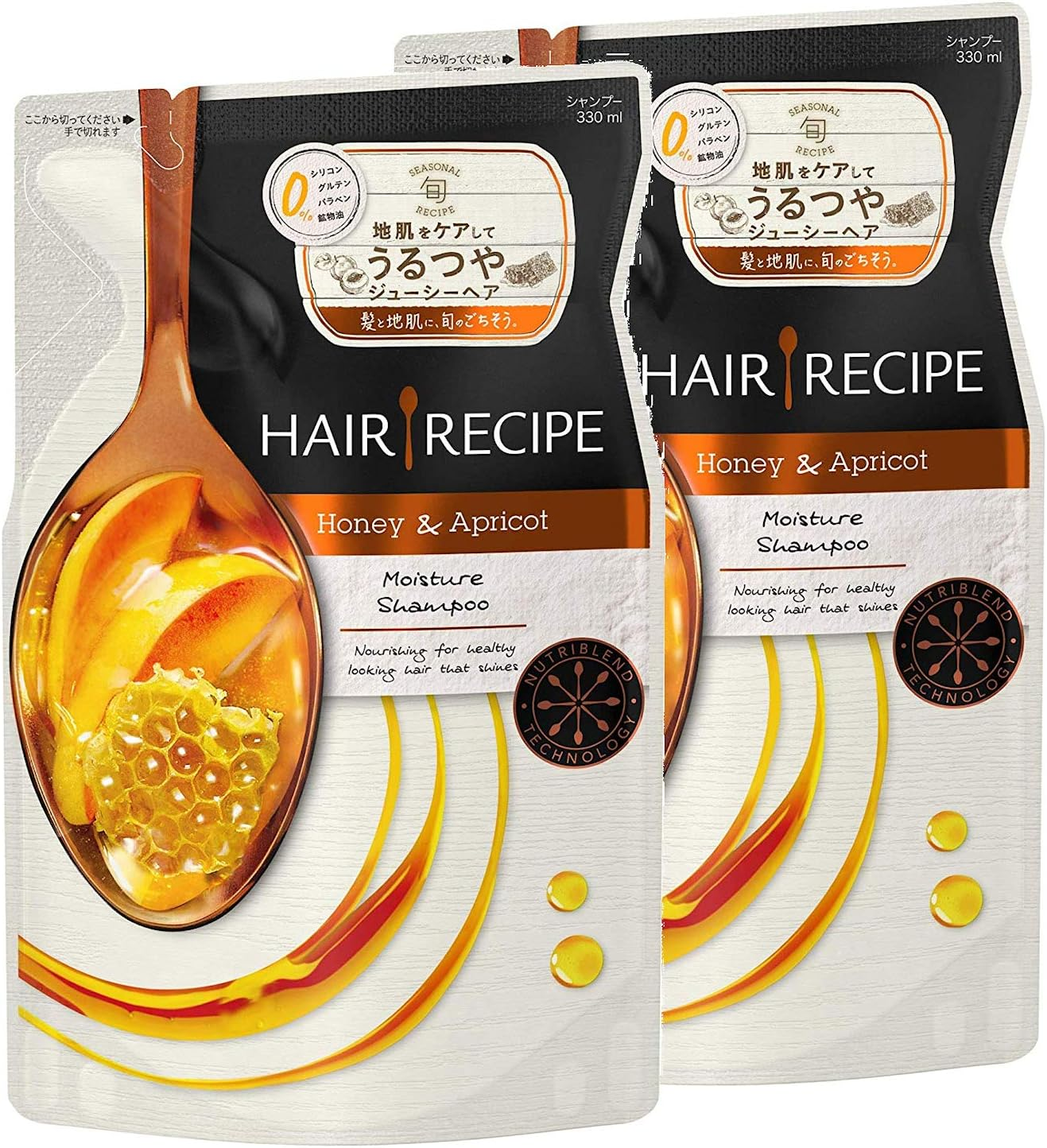 Hair Recipes Honey Apricot Enrich Moisture Recipes Shampoo Single Refill, 330Ml (X2) image number 4