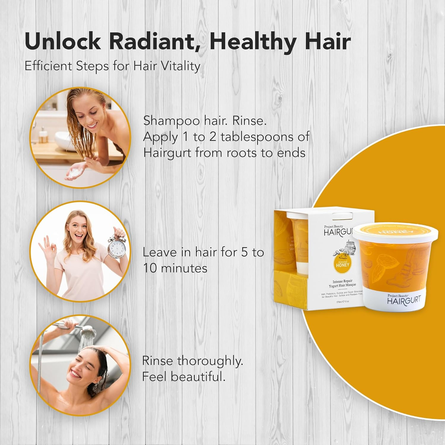 Hairgurt - Intense Repair Yogurt Hair Masque Almond Honey - 6 Fl. Oz. image number 5