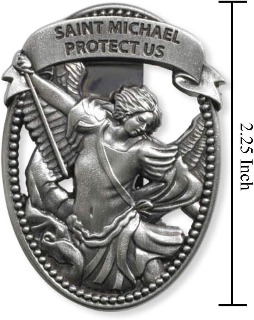 Archangel Saint Michael Protect Us 2 1/4 Zinc Alloy Visor Clip image number 4