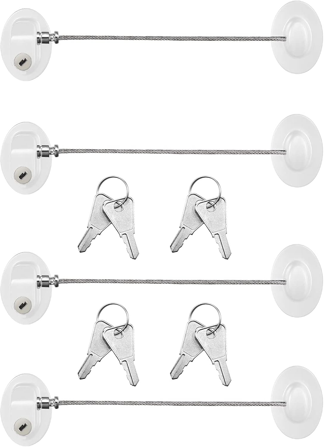 4 Pack Refrigerator Door Lock with Keys Adhesive Fridge Freezer Door Lock File Drawer Lock for Child Safety and Privacy, Black and White