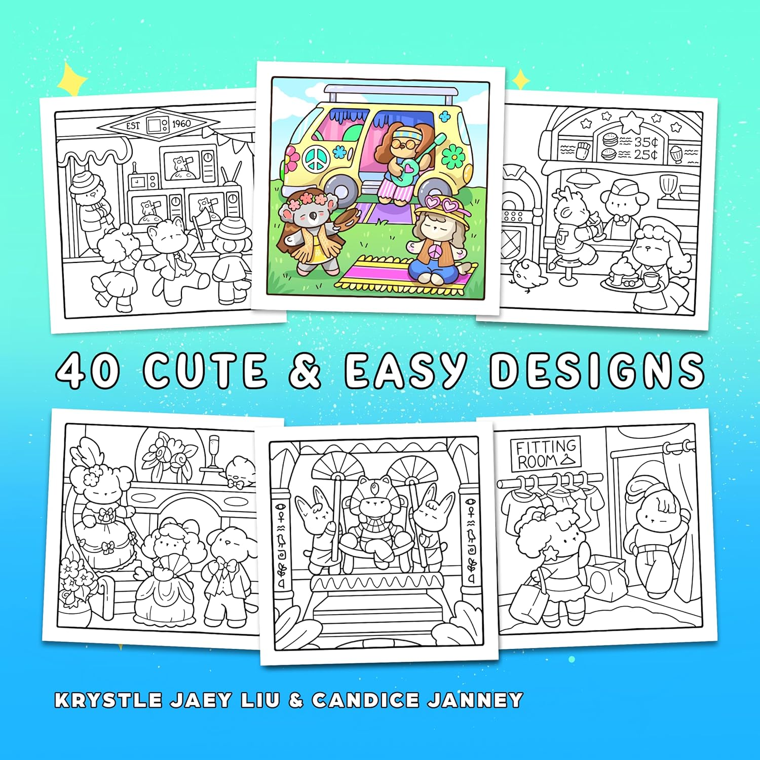 Cozy Eras: Cute Coloring Book for Adults and Teens with Adorable Characters and Nostalgic Scenes for Relaxation image number 1