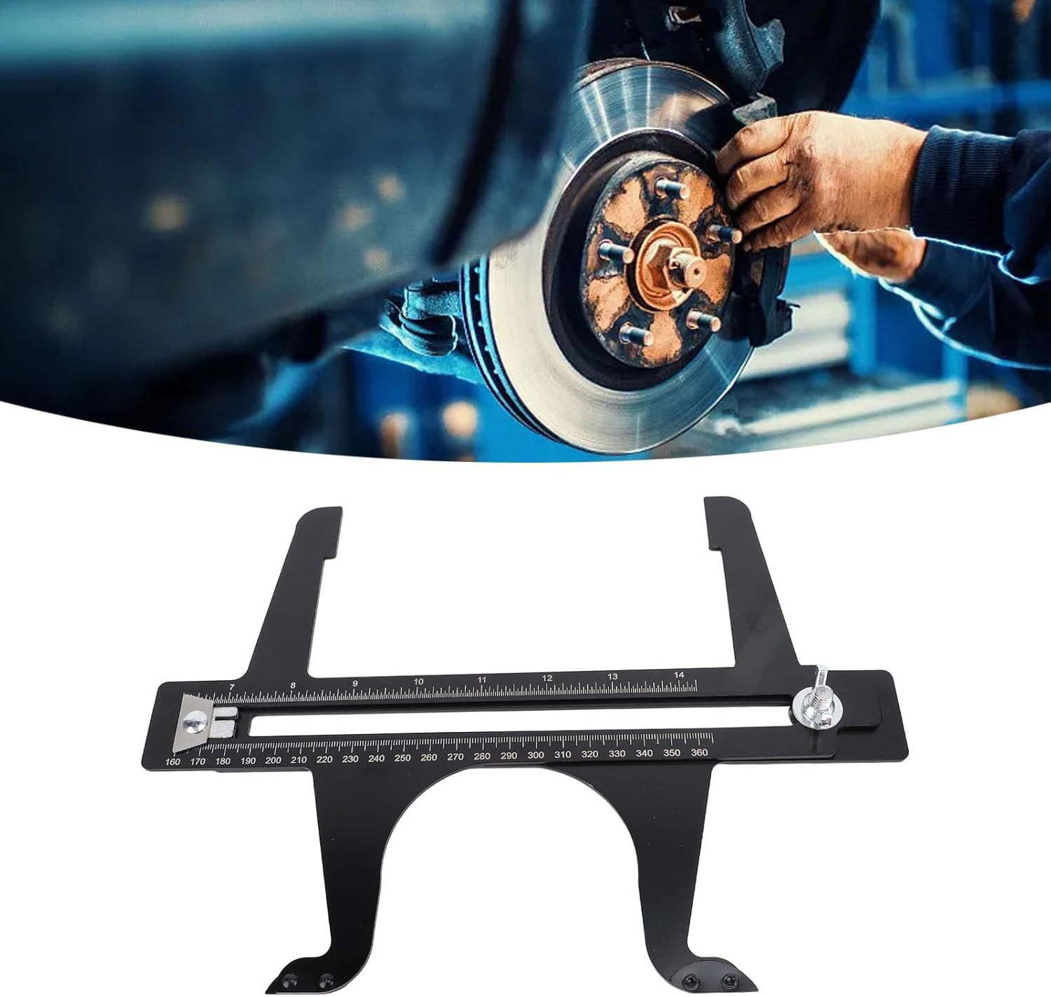 Tnfeeon Brake Resetting Gauges, Dual Scale Brake Drum Measuring Reset Tool, 6.5 to 14.25In Combination Reset Meter for Measuring and Adjusting image number 3