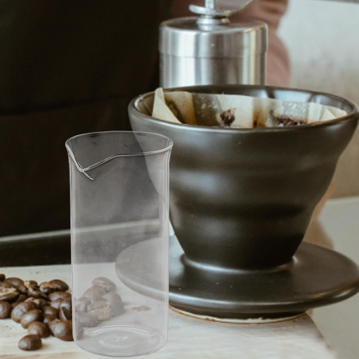 MAGICLULU Coffee Press Accessories Glass Pot Replacement Cup Filter Maker for Coffee Bar Espresso Shots Easy to Clean Dosing Cup Glass Handle image number 2