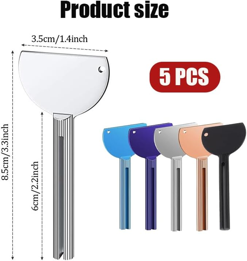5Pcs Toothpaste Tube Squeezers, Metal Tube Presser Tube Roller Tube Wringer Key Dispenser Roller, Tube Wringer Keys, Key Roller Dispenser Wringer Tools for Hair Color, Cosmetics, Paint Tube image number 6