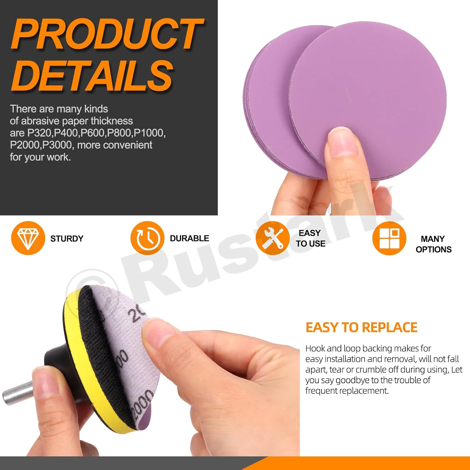 31Pcs 3 Inch/75Mm Car Headlight Restoration Kit, Heavy Duty Car Headlights Polishing Sanding Discs, Headlights Lens Cleaner and Restorer with Scouring Pads for Automotive DIY Polishing image number 3