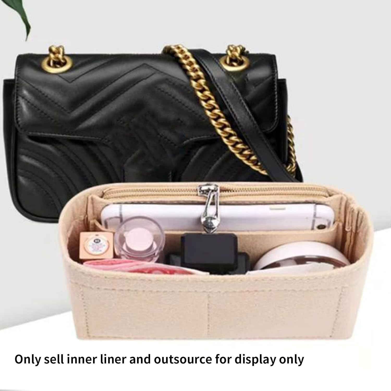 Versatile Felt Cloth Bag Liner Zipper for Bags Practical for Travel Shopping & Everyday Use Compact Bag image number 1
