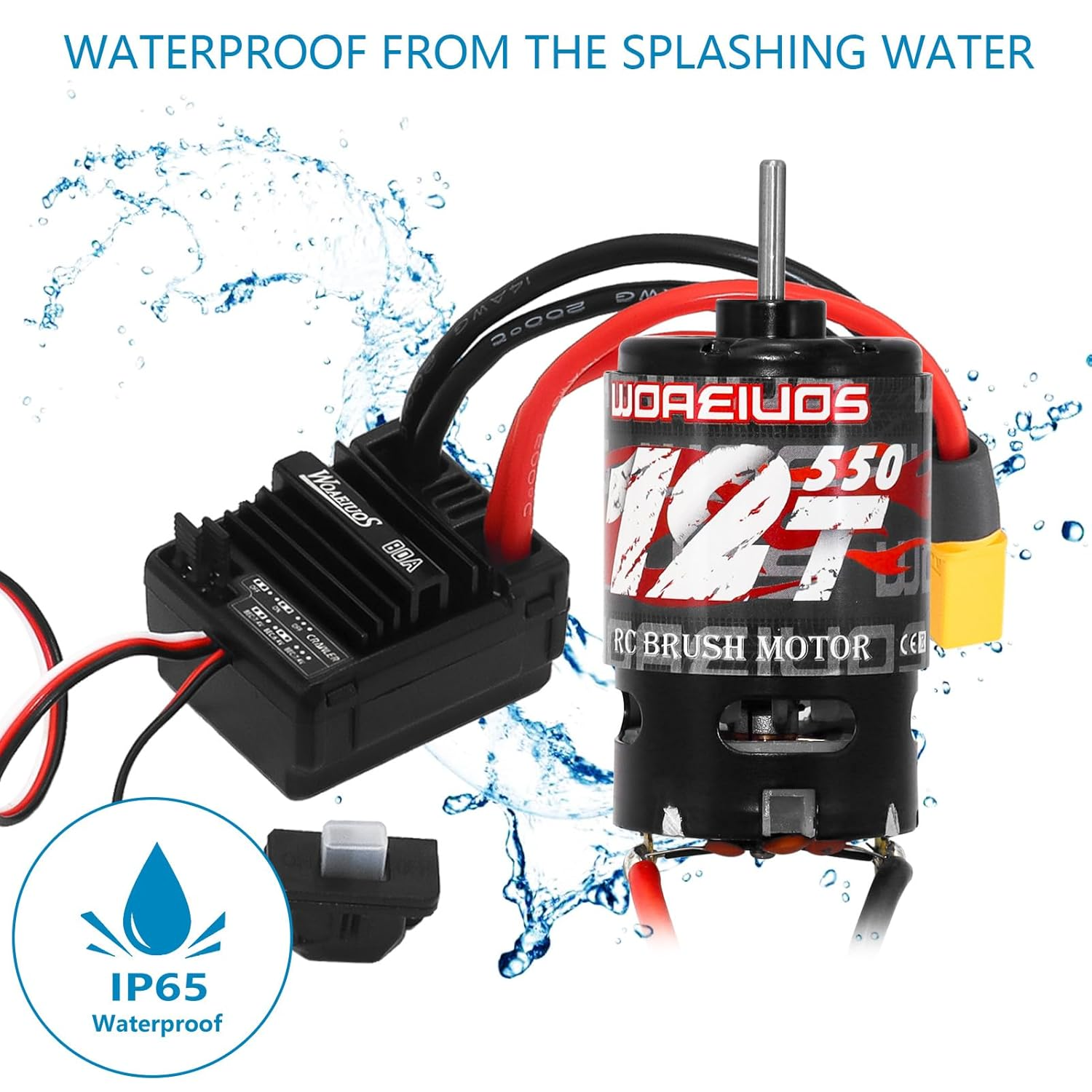 550 Brushed Motor 12T & 80A ESC Brushed Motor ESC & Heatsink Combo for 1/10 RC Truck Car Slash Arrma Granite Senton Typhon Redcat Axial HPI image number 5