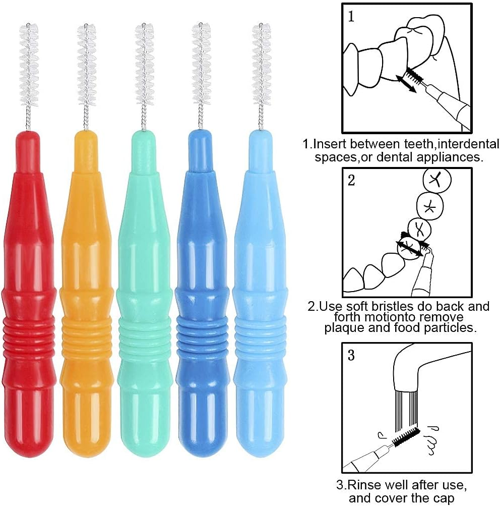 50 Piece Dental Interdental Brush Set, Toothpick Flossing Head, Oral Hygiene Teeth Cleaner Floss Sticks image number 5