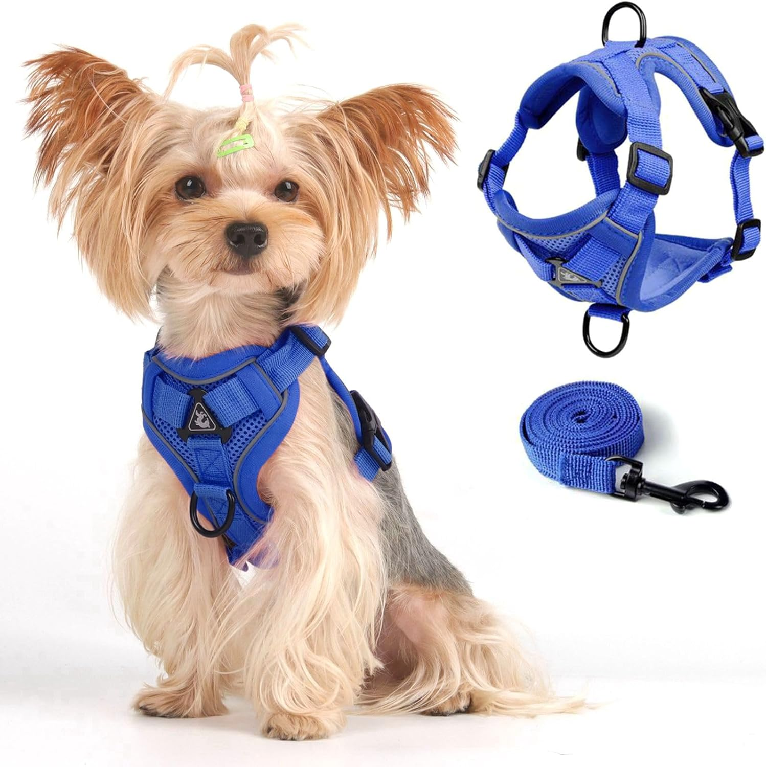 Vest Harness Leash Set for Small Dog Large Cat, Upgraded Escape Proof Adjustable Jacket with Lead for Puppy Fat Cat Outdoor Walking, Soft Breathable Mesh Coat with Reflective Strip XL Blue image number 4