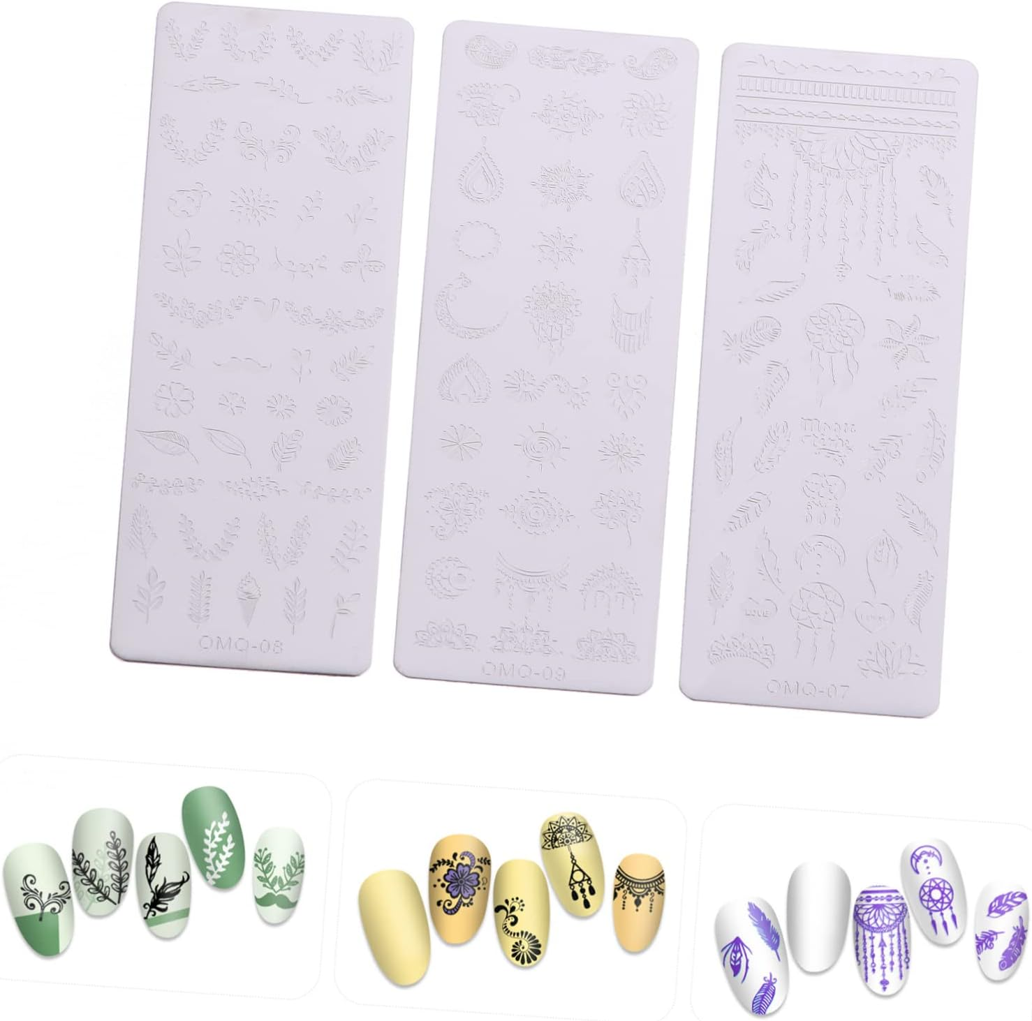 LOORGVEL 3Pcs Nail Art Stamping Plates Festival Nail Stencils Manicure Template Winter Holiday Decor image number 6