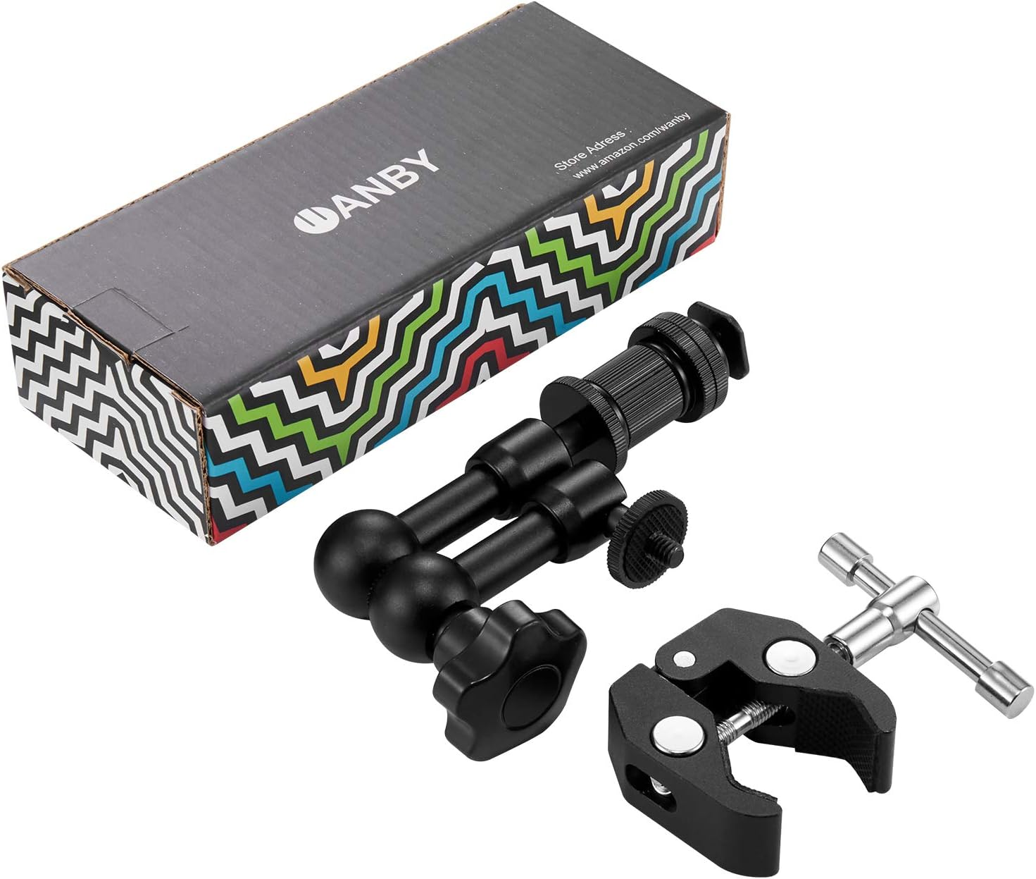 WANBY Magic Arm 7" Articulating Friction Arm & Large Adjustable Super Clamp Pliers Clip with 1/4" and 3/8" Thread for DSLR Camera Rig LCD Monitor LED Flash Lights image number 5