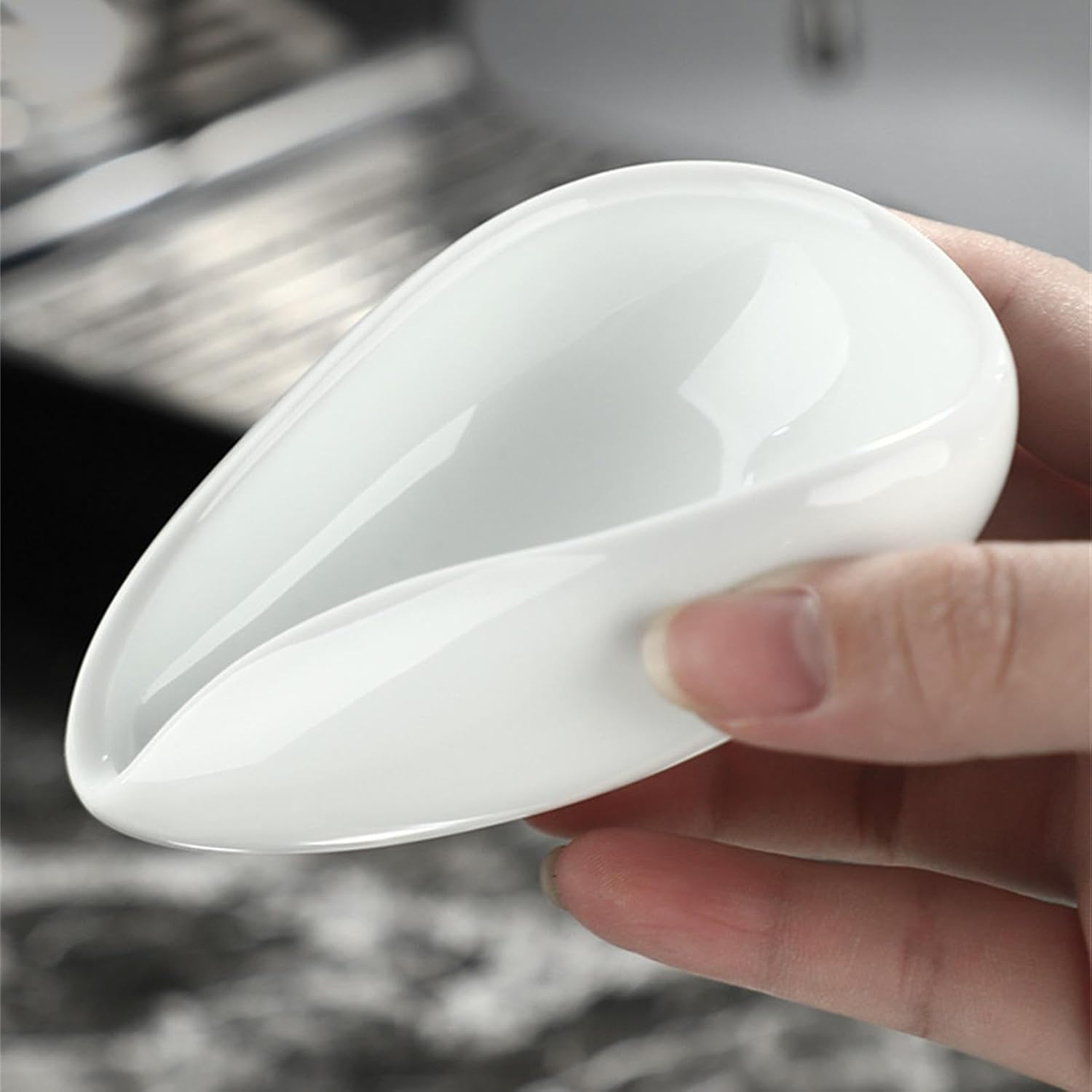 Coffee Dosing Cup - Porcelain Cha He Tea Vessel | Single Measuring Tray Kit | Compact Durable Workmanship Tea Dosing Tray Coffee Bar Accessories for Espresso or Tea Lovers Tea Dosing Tray image number 6