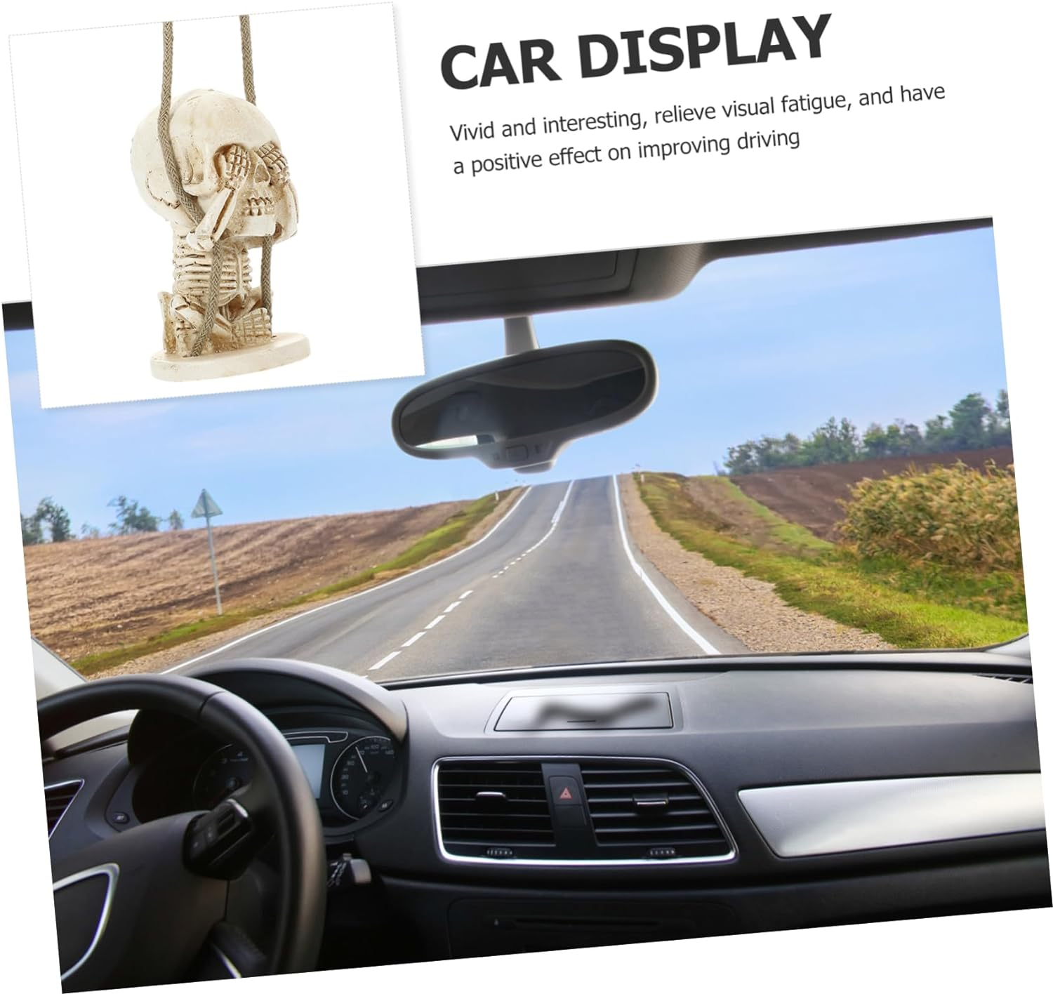 MERRYHAPY Rear View Mirror Skull Pendant Car Decor Accessory Resin Skull Ornament for Halloween Party image number 5