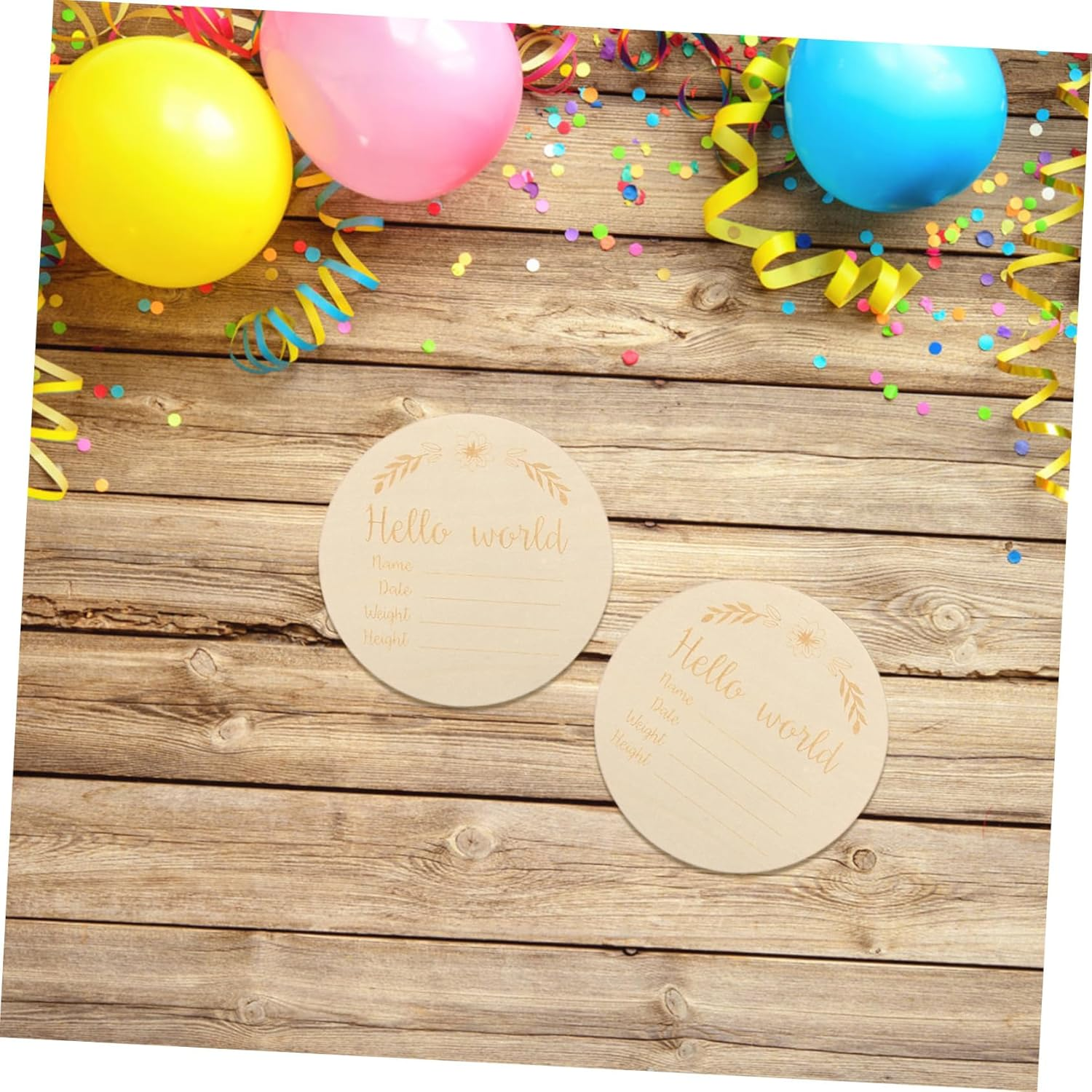 Veemoon 14Pcs Monthly Milestone Wood Discs Name Sign Birth Announcement for Newborn Gifts Unique Milestone Cards image number 6