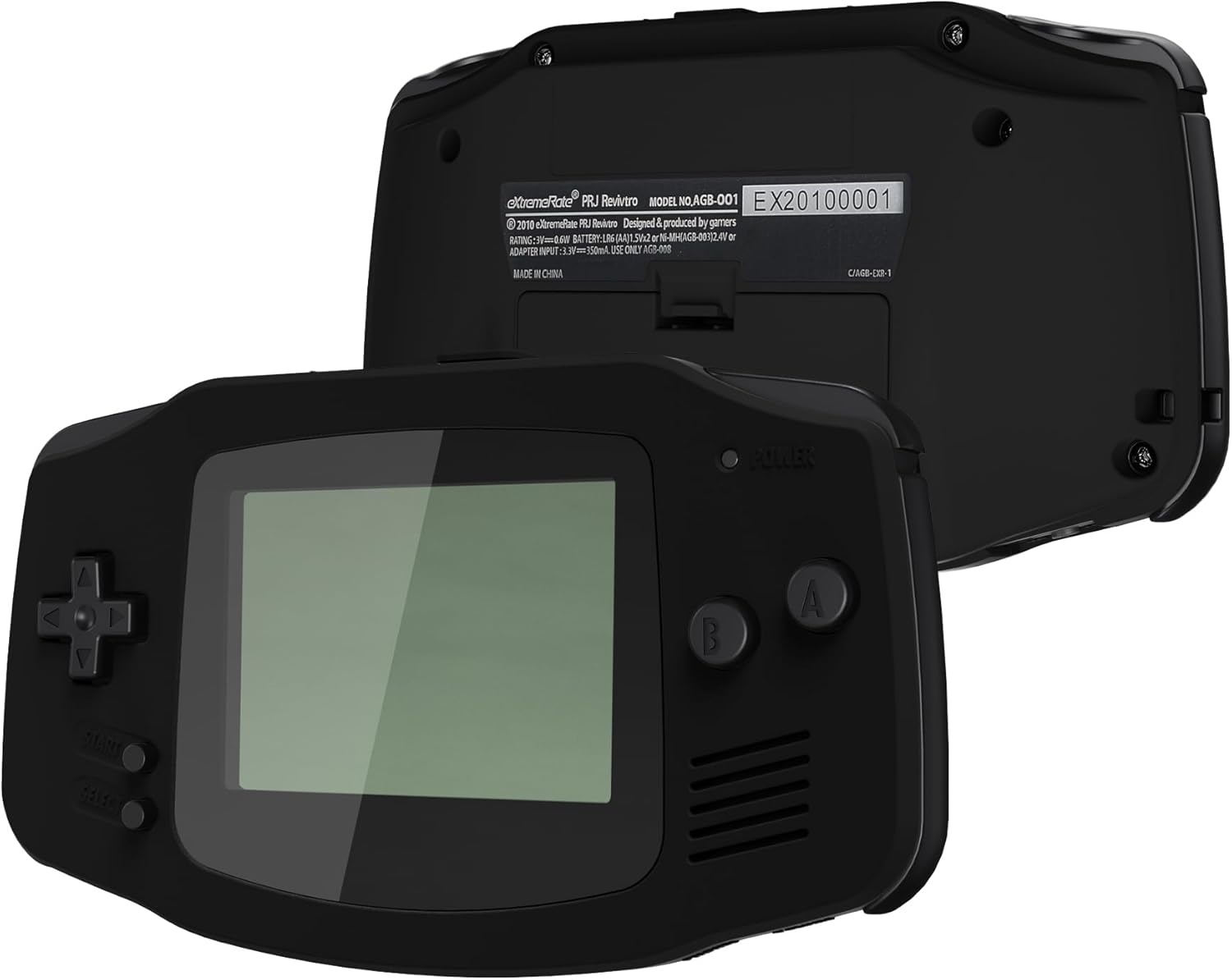 IPS Ready Upgraded Extremerate Black Soft Touch Replacement Shell Full Housing Cover & Black Screen Lens for Gameboy Advance - Compatible with Both IPS & Standard LCD - without Console & IPS Screen