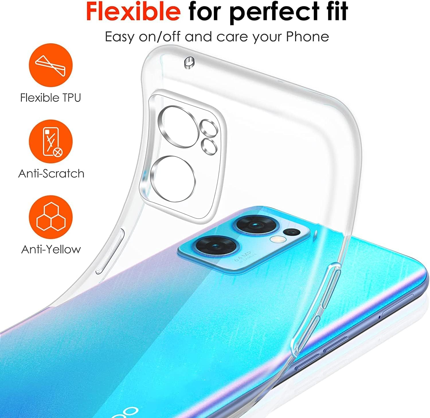 CAPTOR Clear Case for Oppo Find X5 Lite 5G TPU Soft Thin Silicone Case with Raised Edge for Screen and Camera Protection