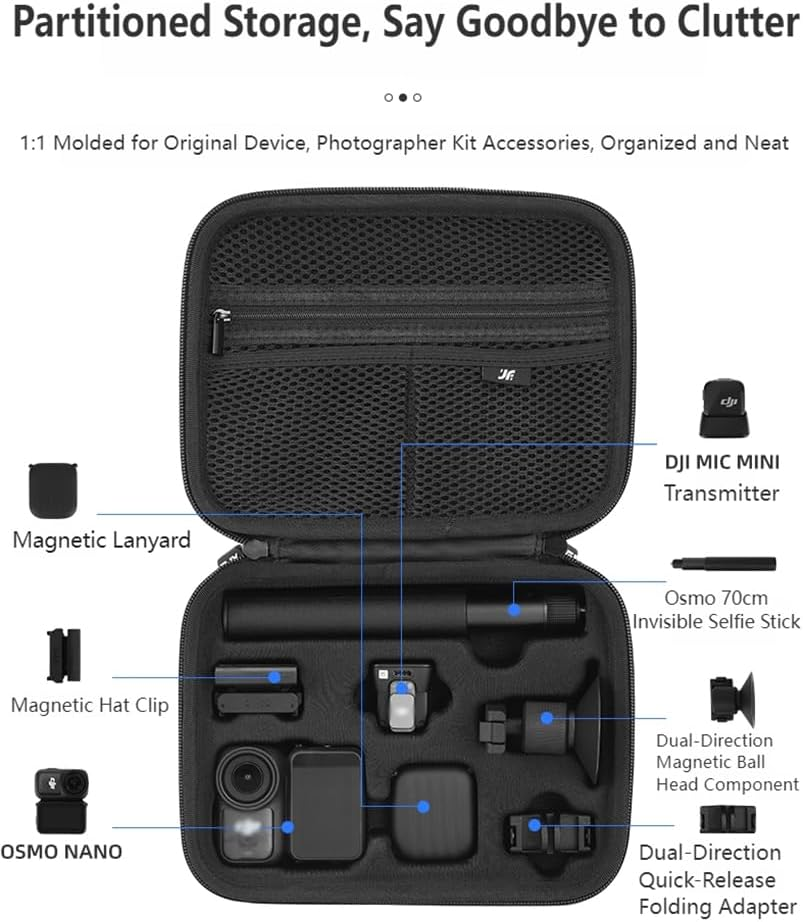 Cochanvie Waterproof PU Leather Case for DJI Osmo Nano - Portable Storage for MIC Mini Transmitter, 70Cm Invisible Selfie Stick & More Accessories image number 4