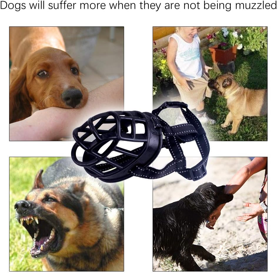 Dog Muzzle-Soft Basket Muzzle for Dogs Adjustable and Comfortable Secure Fit,Best to Prevent Biting,Chewing and Barking Head Snout 18.5-24'' image number 6