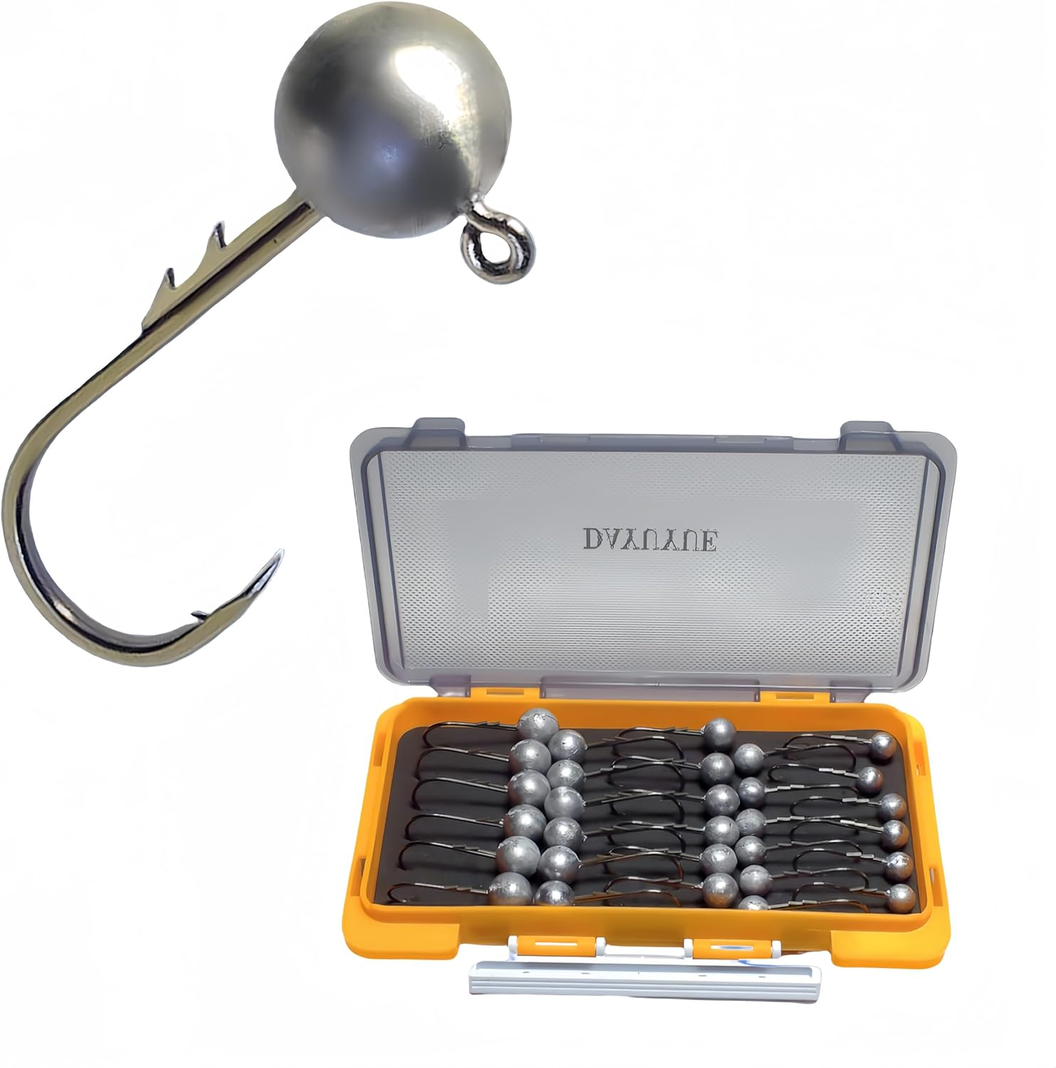 DAYUYUE Fishing Jig Heads Soft Lure Hooks 30Pcs 3.5G 5G 7G 10G 14G Include Plastic Tackle Box Fishing for Freshwater Saltwater image number 1