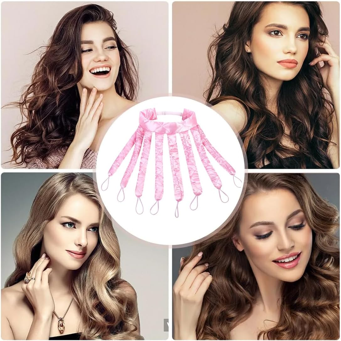Heatless Curlers Headband, Octopus Hair Curler, Curls without Heat, Heatless Curls Band Overnight Curlers for Women Girls, Pink image number 5