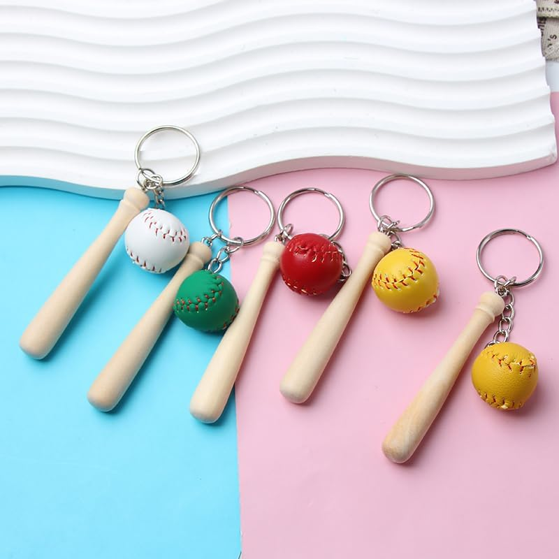 NOIAFZY 5Pcs Baseball Keychains, Acrylic round Pendant with Keyring, Sports Party Favors, DIY Jewelry Making Supplies, Craft Beads Accessories image number 3